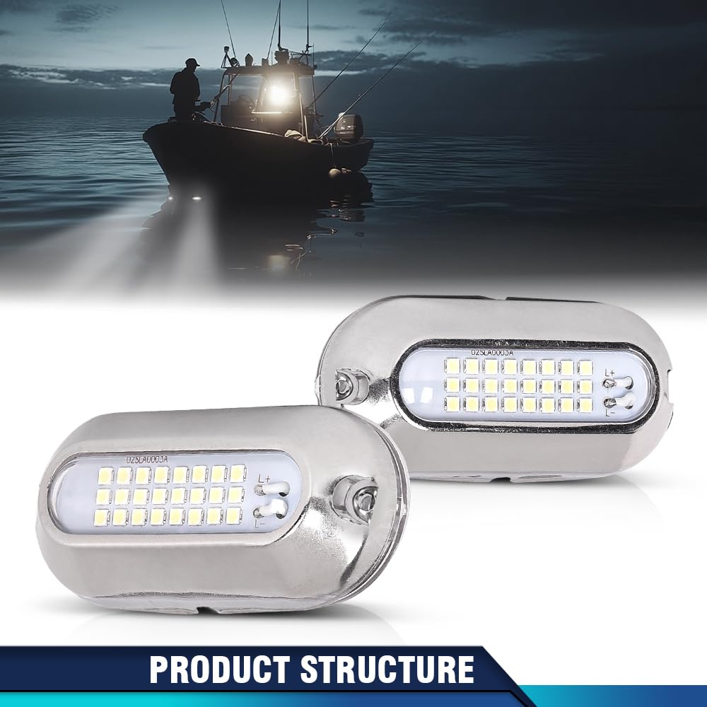 PIT66 LED Pontoon Boat Docking Light, 12V Marine Light, Bright White, 2 Pcs