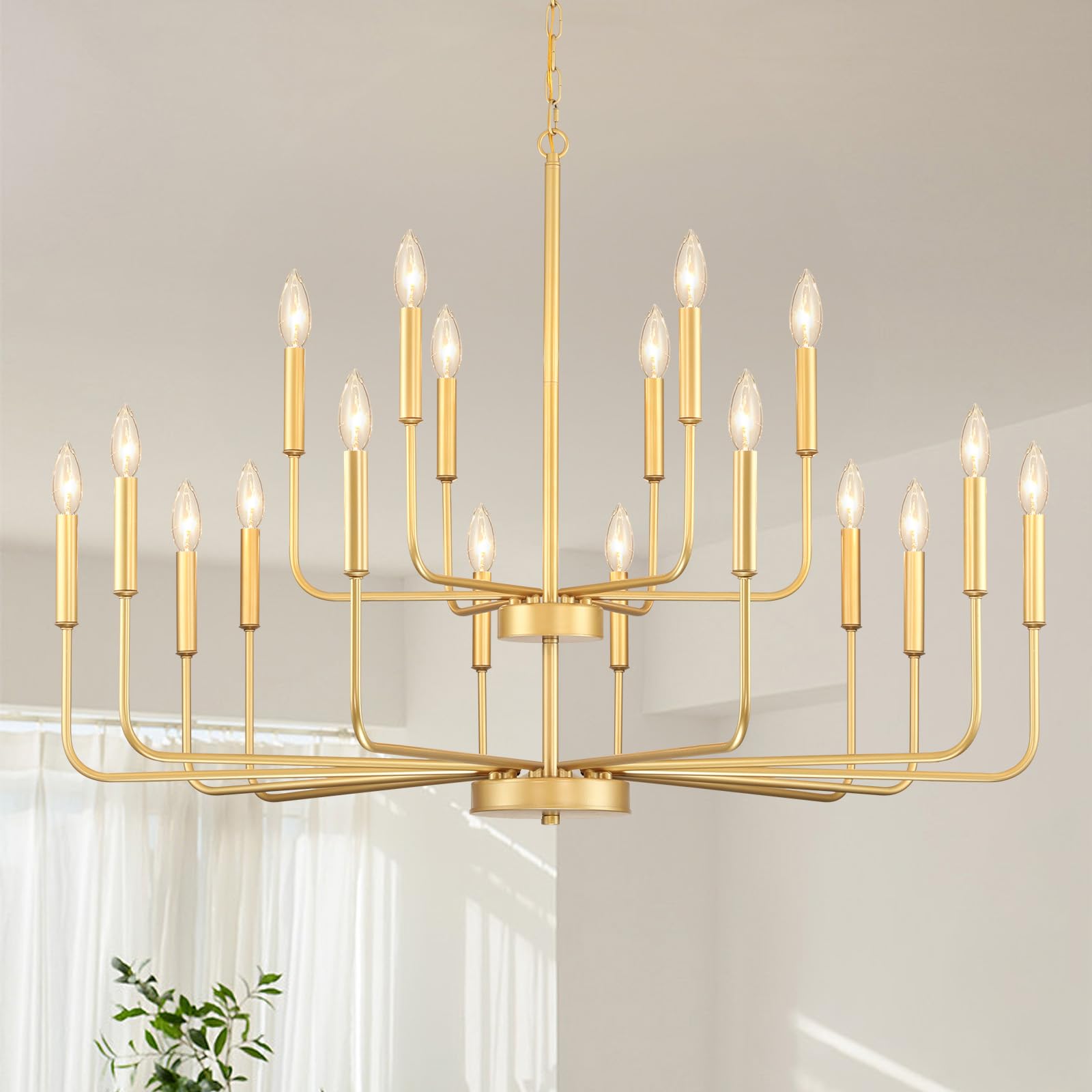 Gifarich Gold Chandeliers for Dining Room Light Fixture Over Table, Modern Farmhouse Chandeliers for Living Room,12-Lights Indus