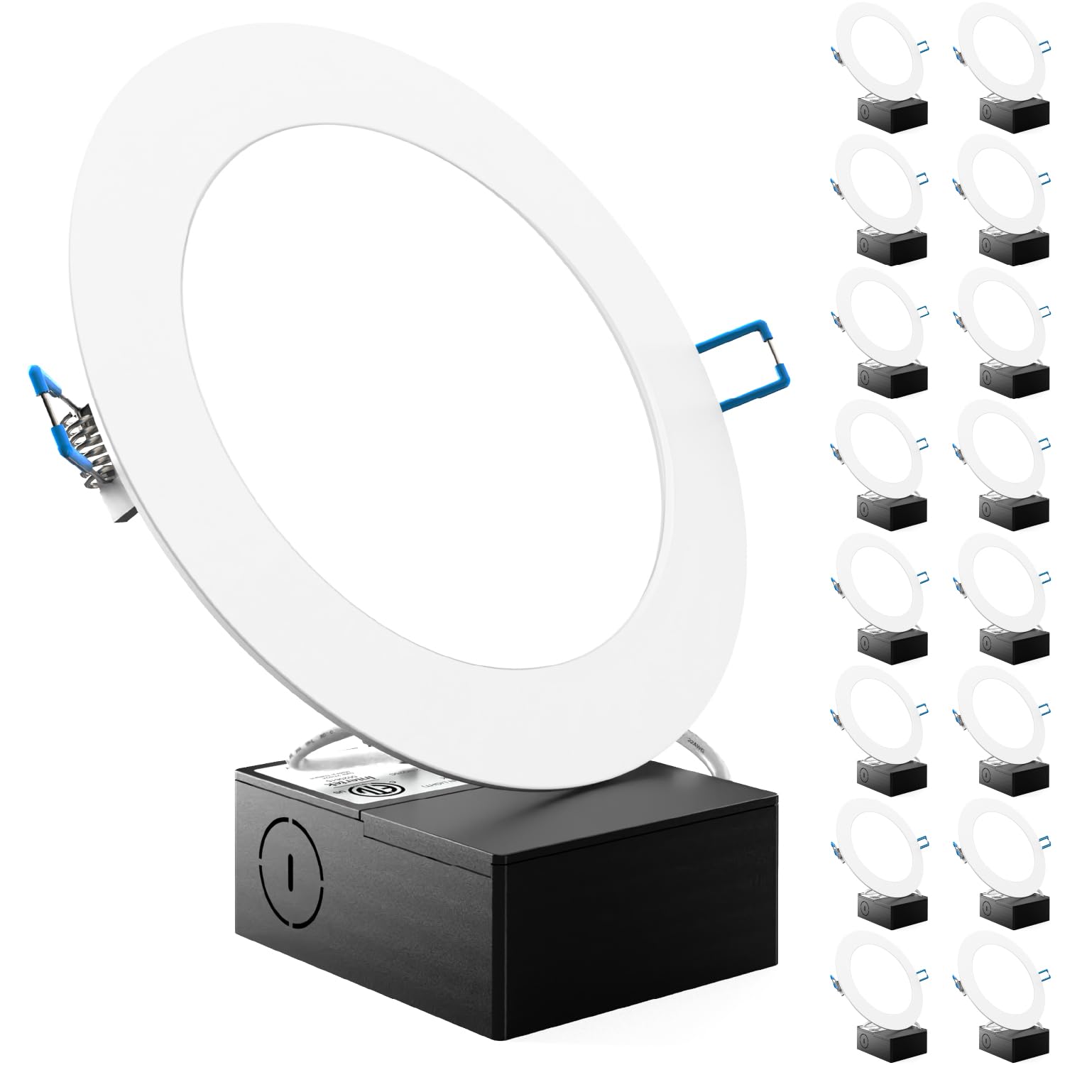 Sunco Lighting 16 Pack 6 Inch Ultra Thin Led Recessed Ceiling Lights, Smooth Trim, 3000K Warm White, Dimmable, 14W=100W, Wafer Thin, Canless With Junction Box - Energy Star