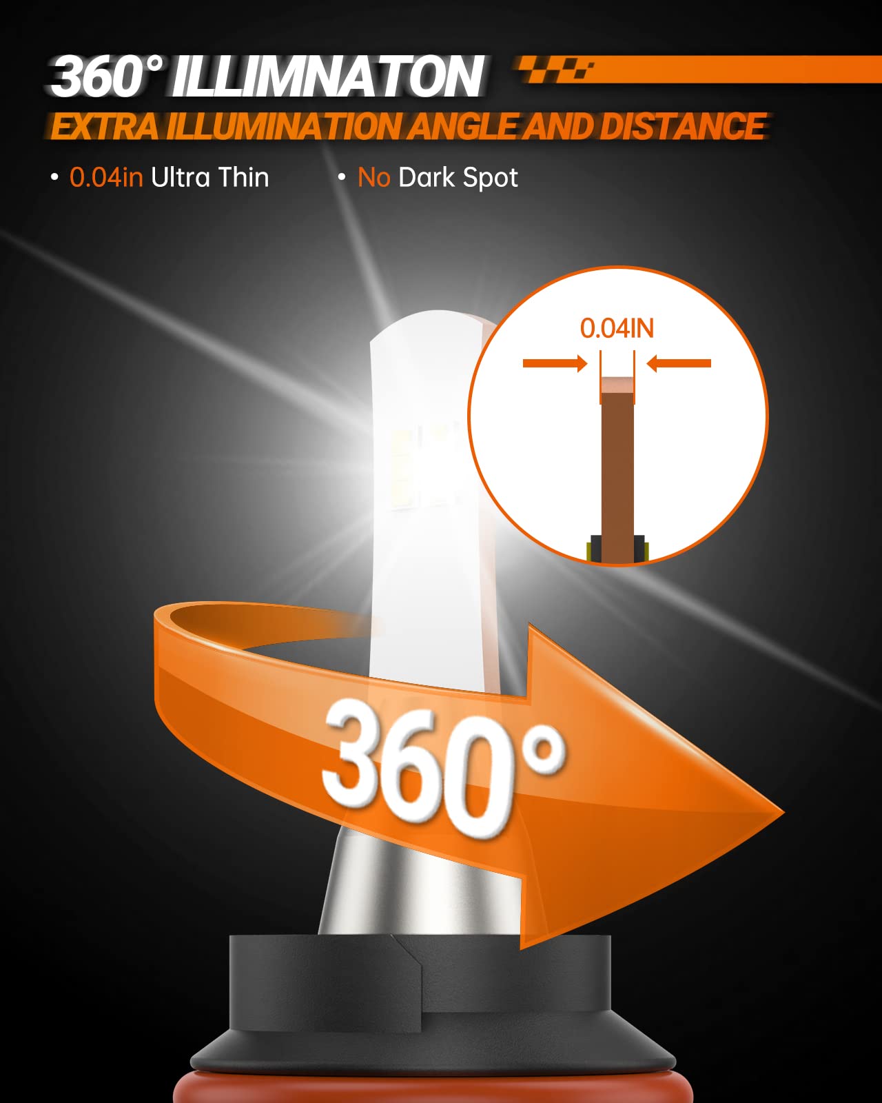 SEALIGHT 9007 LED Bulb, 36000LM, HB5 Bulb, 6500K Cool White, IP68 Waterproof, Pack of 2, Aluminum, White