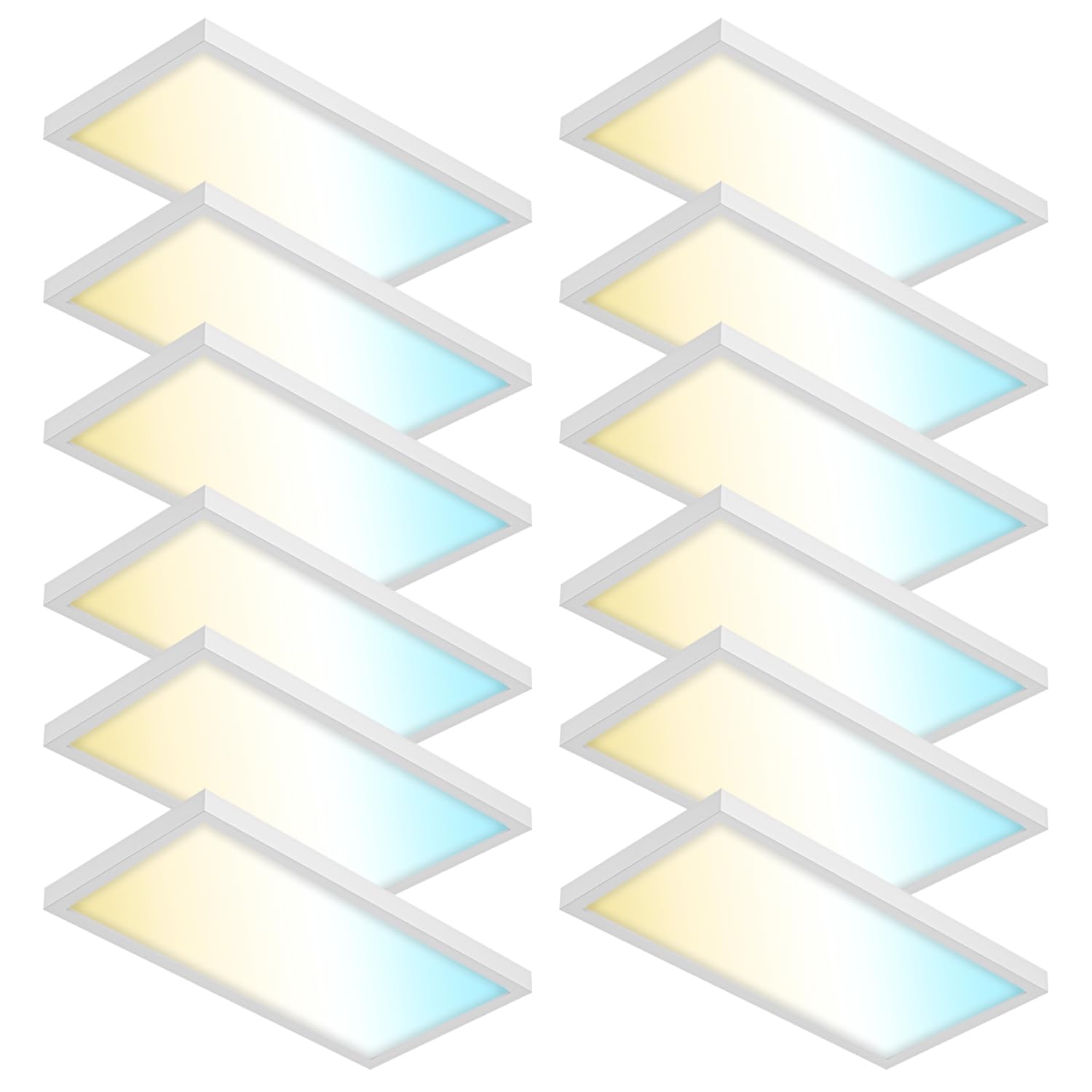 Sunco 12 Pack 1x2 LED Flat Panel Lights, Dual Selectable CCT 3500K/4000K/5000K & Selectable Wattage 16W/18W/20W, 2000 LM, Dimmab