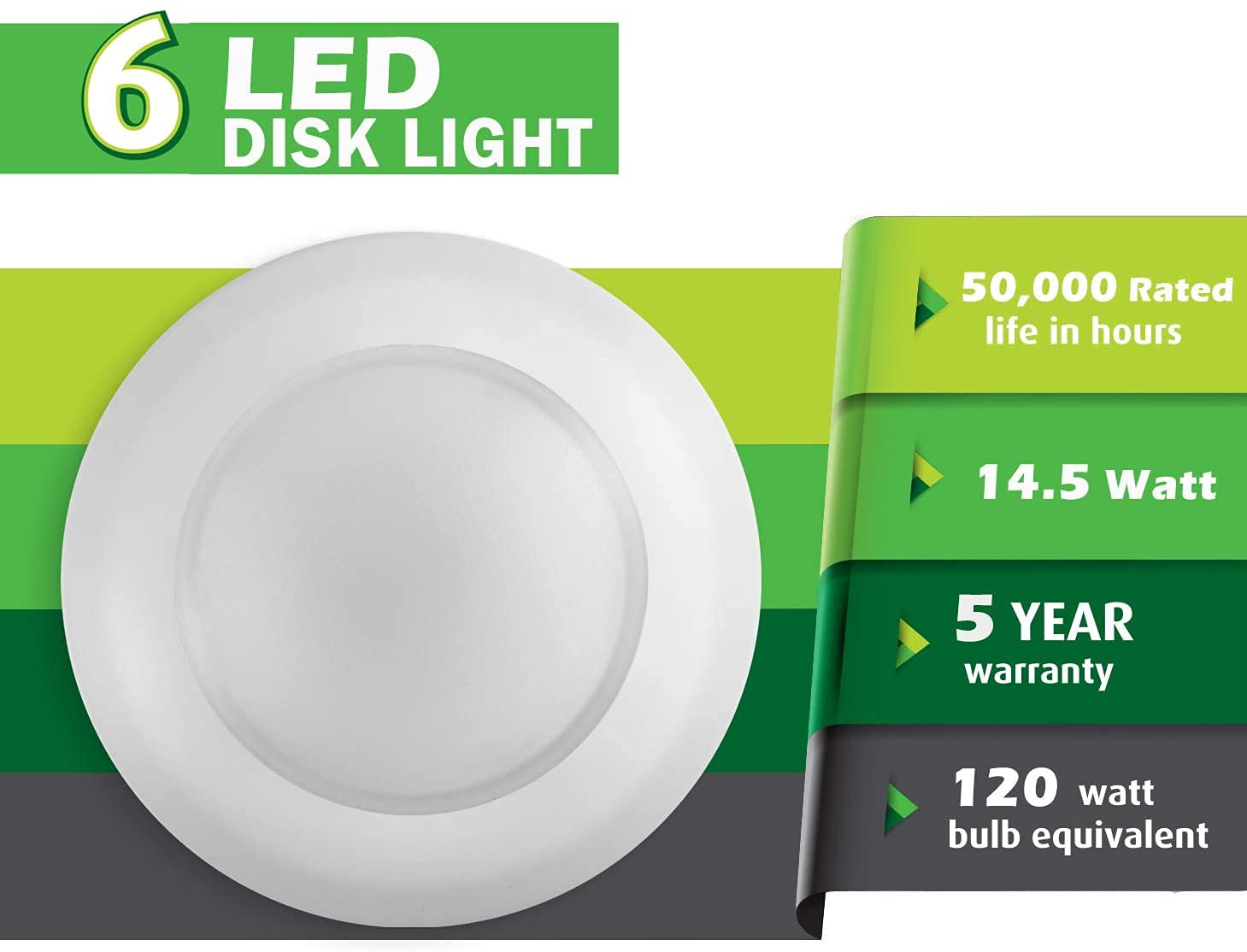 Lunabode LED Flush Mount Ceiling Light, Dimmable, 16.5W (120W Equivalent), 4/6in J-Box, Natural White, Model YT-K6