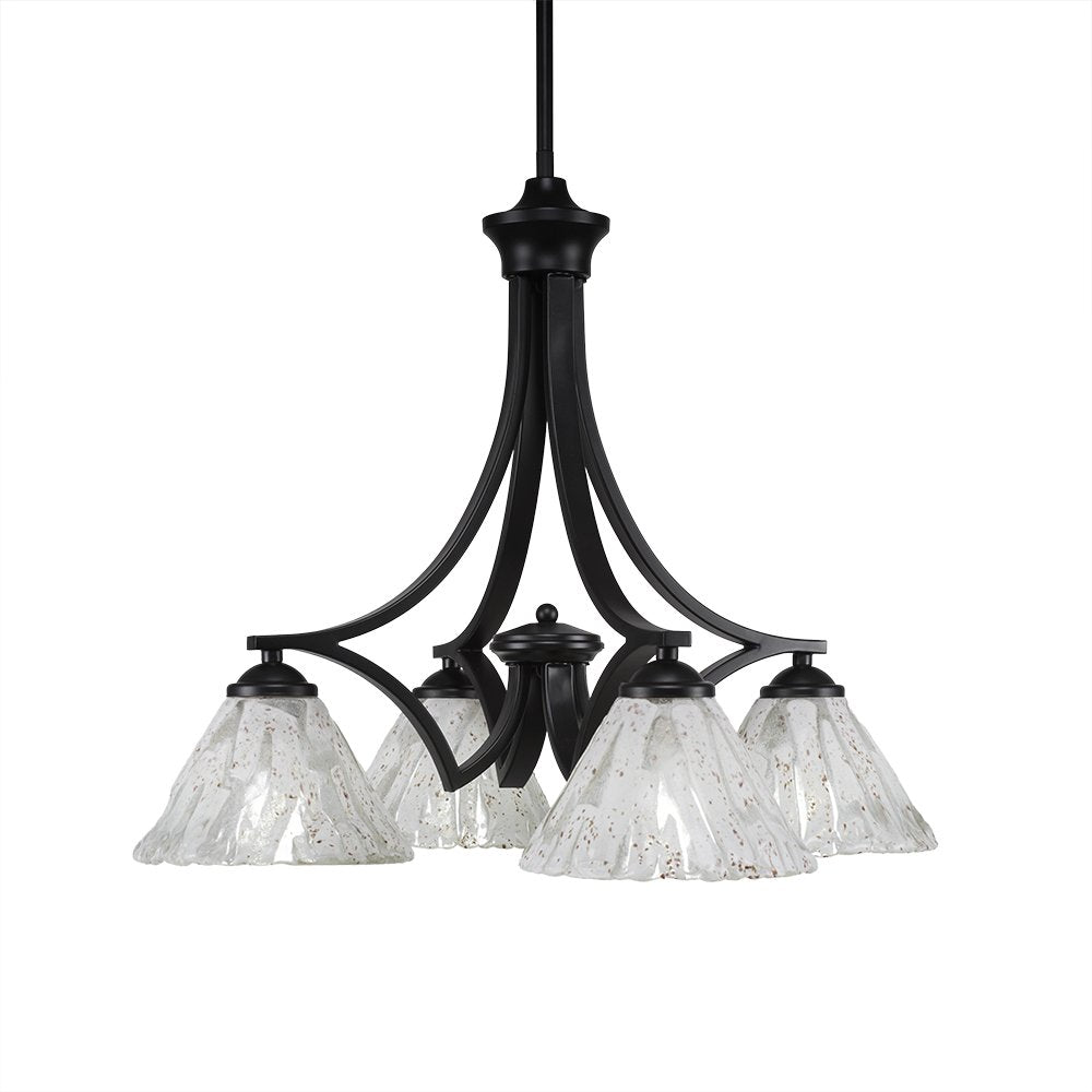 Toltec Lighting 568-MB-7195 Zilo 4 Light Chandelier with Italian Ice Glass, 7&quot;, 20.25&quot; x 20.25&quot; x 19&quot;, Matte Black
