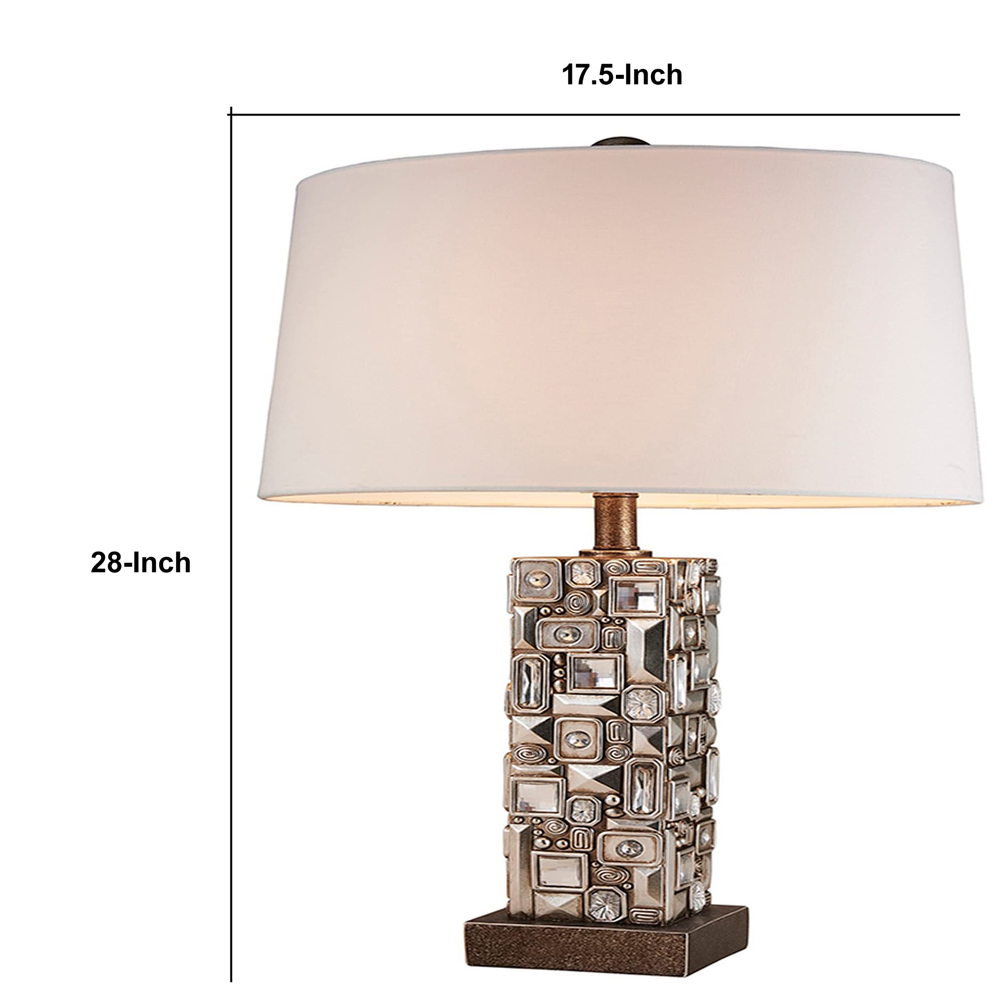 Benjara Table Lamp With Abstract Mirror Block Base, Brown