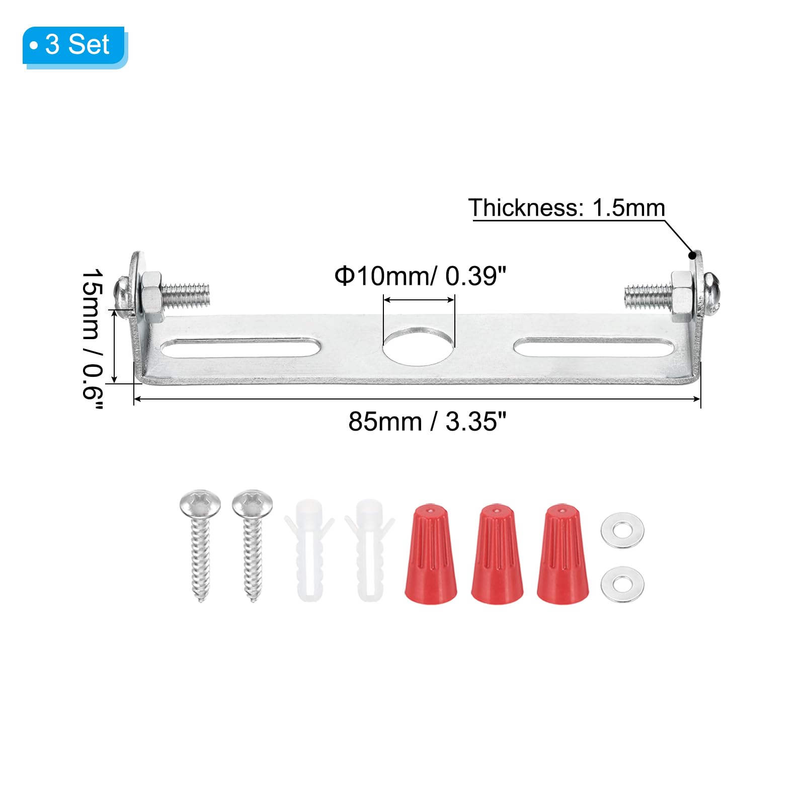 Patikil 85Mm (3.3'') Universal Light Fixture Mounting Bracket Kit, 2 Set Light Crossbar Ceiling Light Plate With Screw For Wall