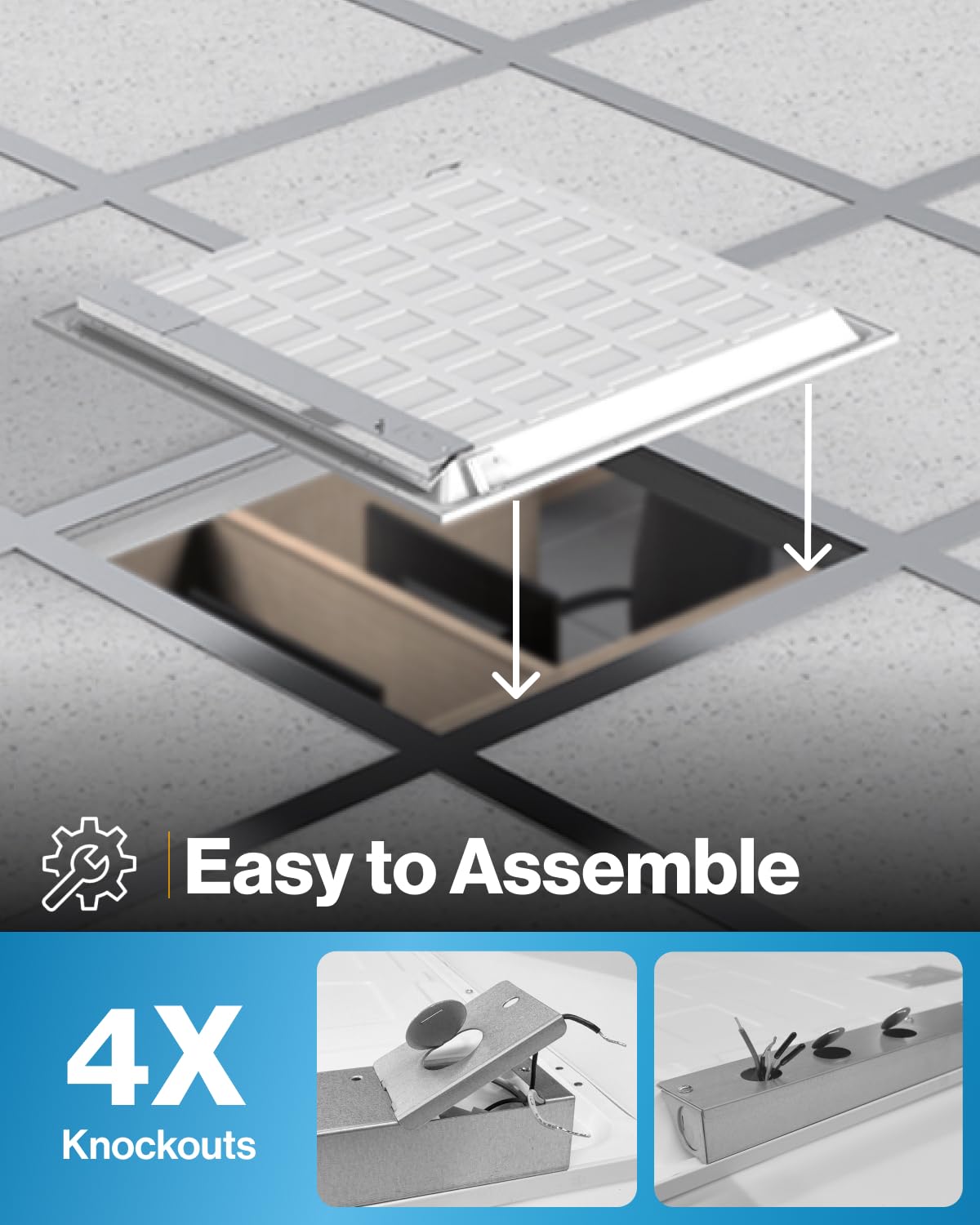 Sunco 2x2 LED Flat Panel Light Selectable Color Temperature 4000K/5000K/6000K 40W Dimmable 0-10V 4400 LM Dustproof Back-Lit Drop