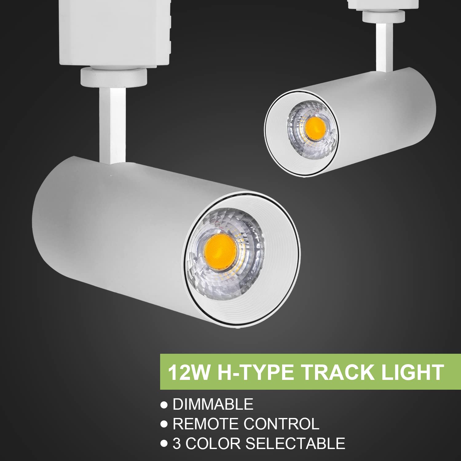 Intwell 3-Colo 12W Led Track Lighting Heads,H Type Led Track Light Heads With Remote,Dimmable 3000K/4000K/5000K Selectable,Cri90