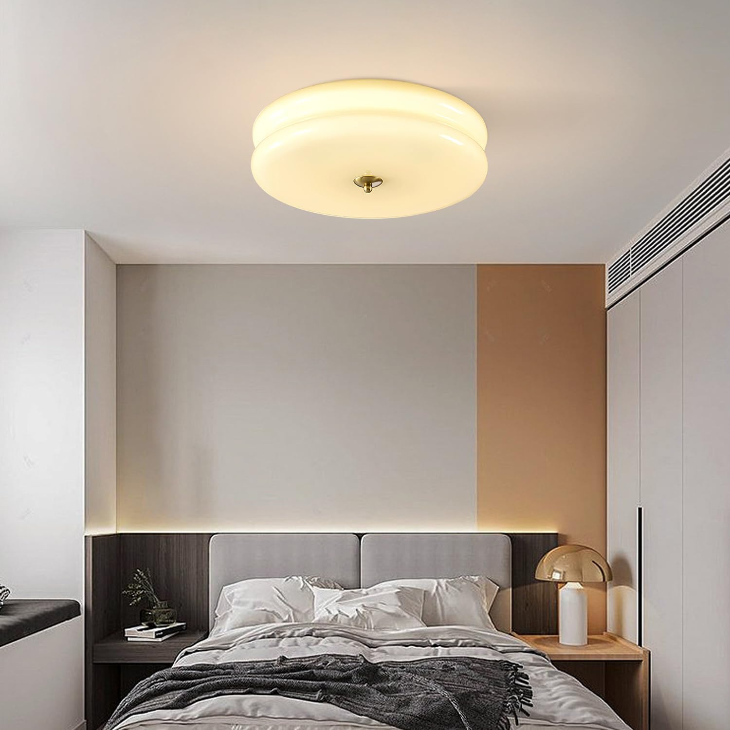 Kco Lighting Modern Yellow Glass Hallway Ceiling Light Large Round Led Ceiling Light Mid Century Overhead Light Farmhouse Flush