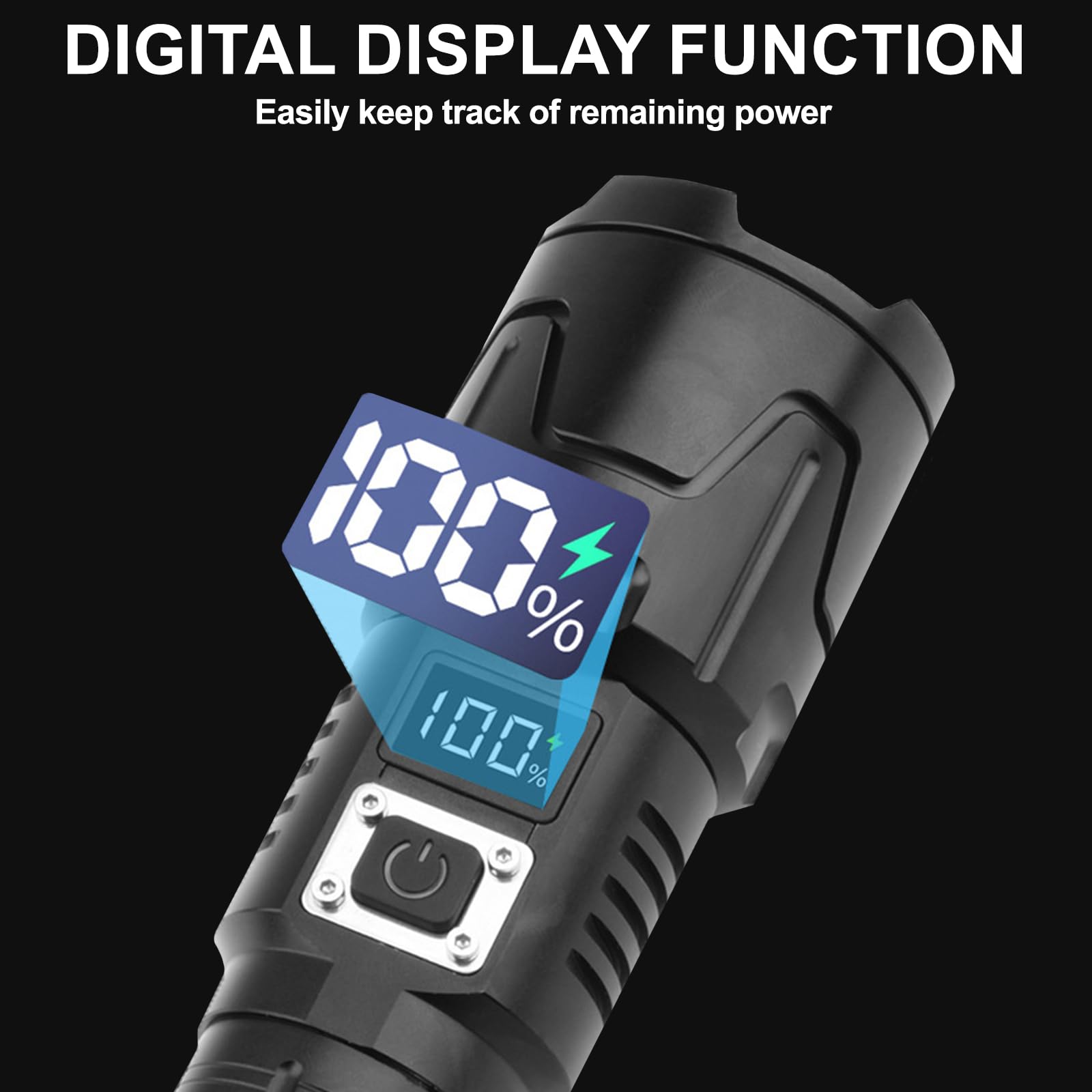 Siuyiu Flashlight Rechargeable Usb-C, Flashlights High Lumens,3 Light Modes, Digital Battery Display Tactical Flashlight, P65 Wa