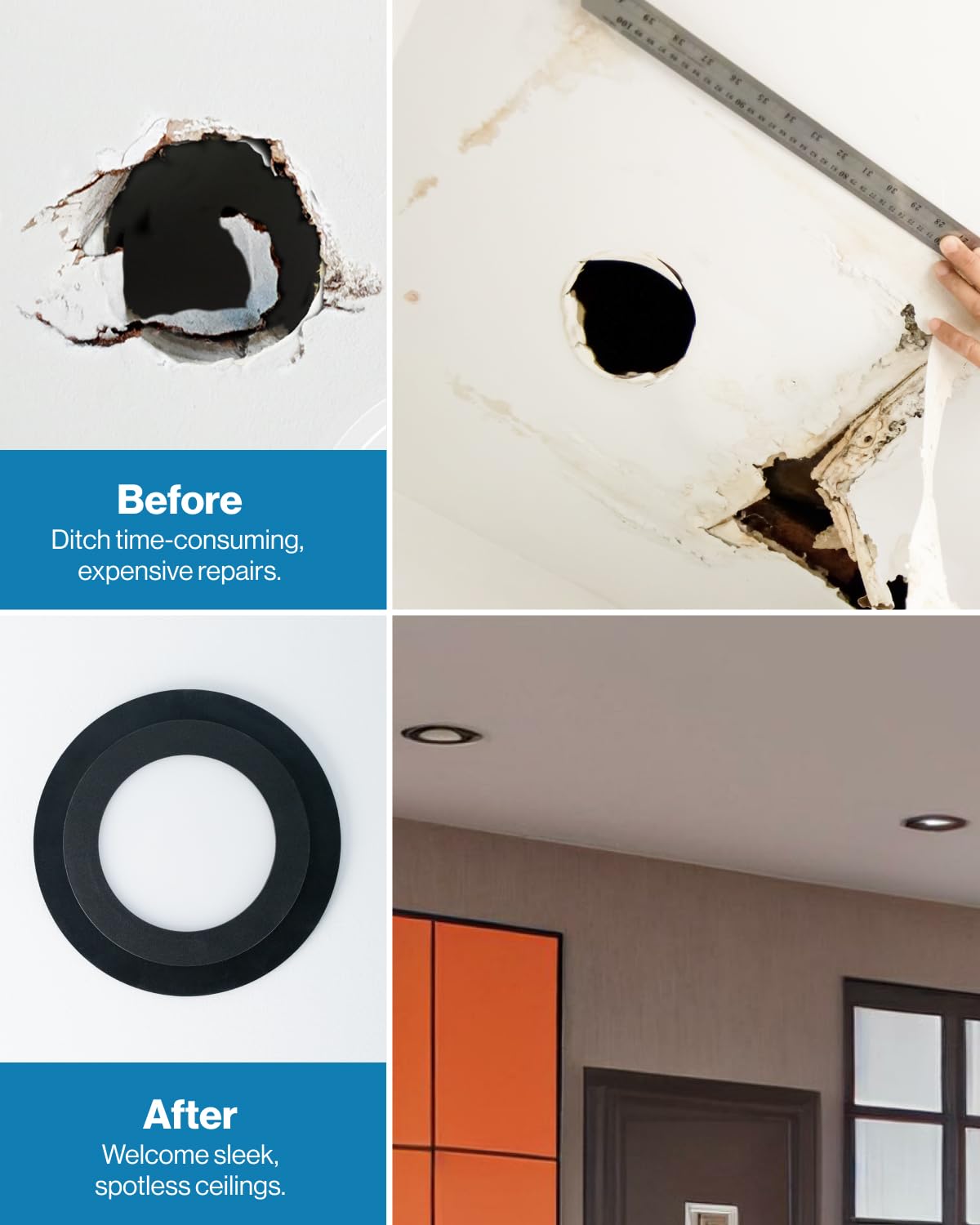 Sunco 12 Pack Goof Rings for 6 Inch Recessed Lights, Black Trim Ring, Outer Diameter 8.6 Inch, Paintable Matte Finish
