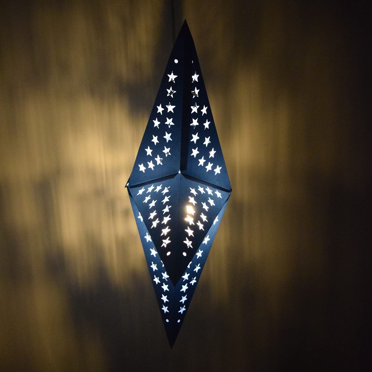 Solid Blue Paper Star Lantern With 12 Foot Power Cord Included