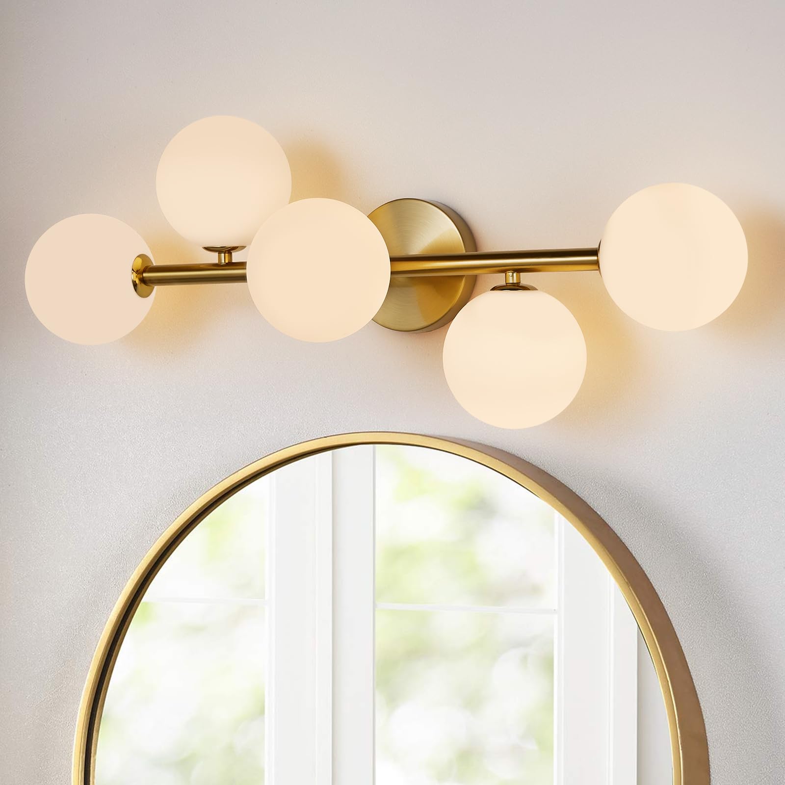 5 Light Bathroom Vanity Light,Gold Bath Room Light Fixtures Over Mirror,Modern Vanity Lights for Bath Room,Makeup Lights for Van