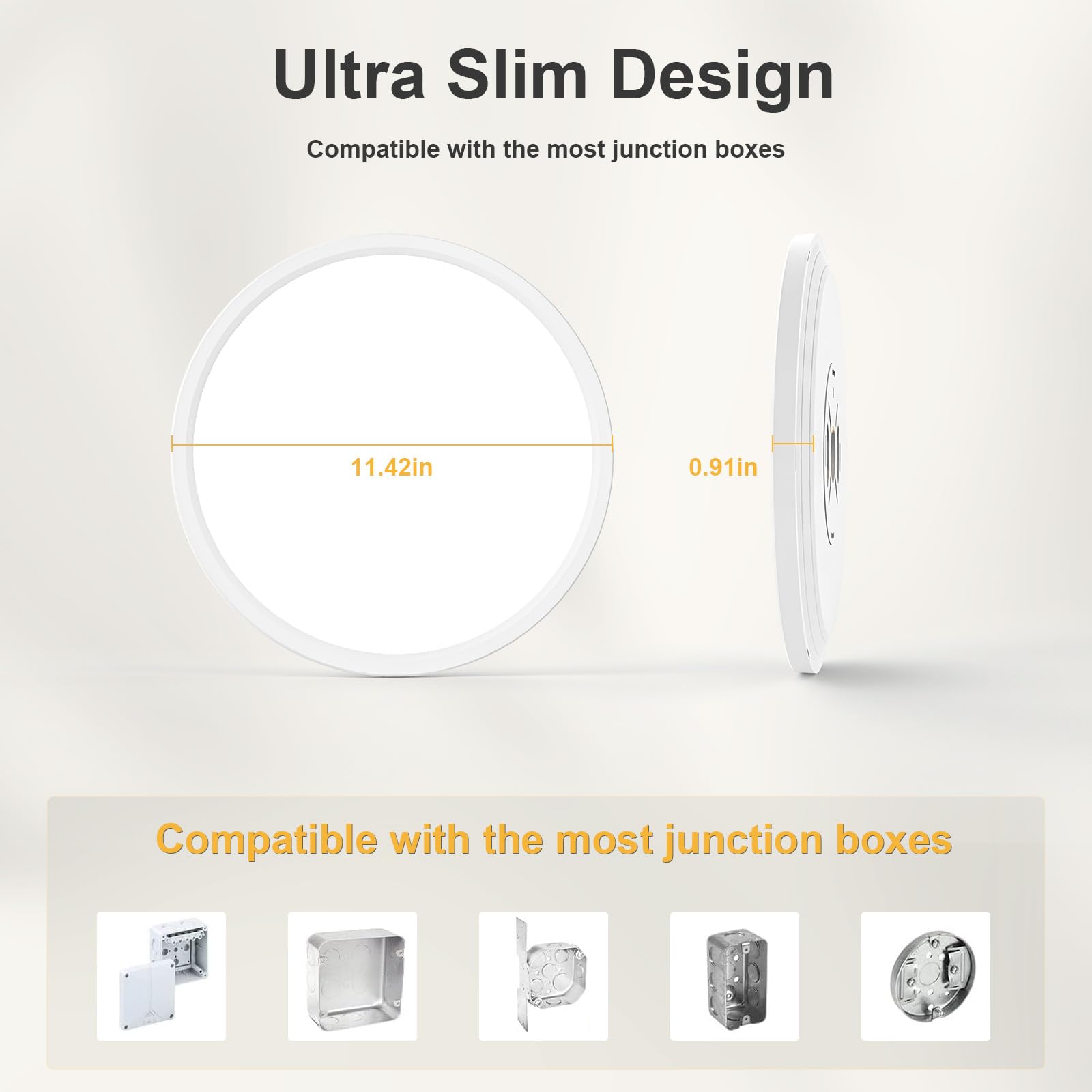 VOLISUN 12 Inch 6-Pack Dimmable LED Flush Mount Ceiling Light, 3000K-6500K Selectable, White, Model 21426ZM