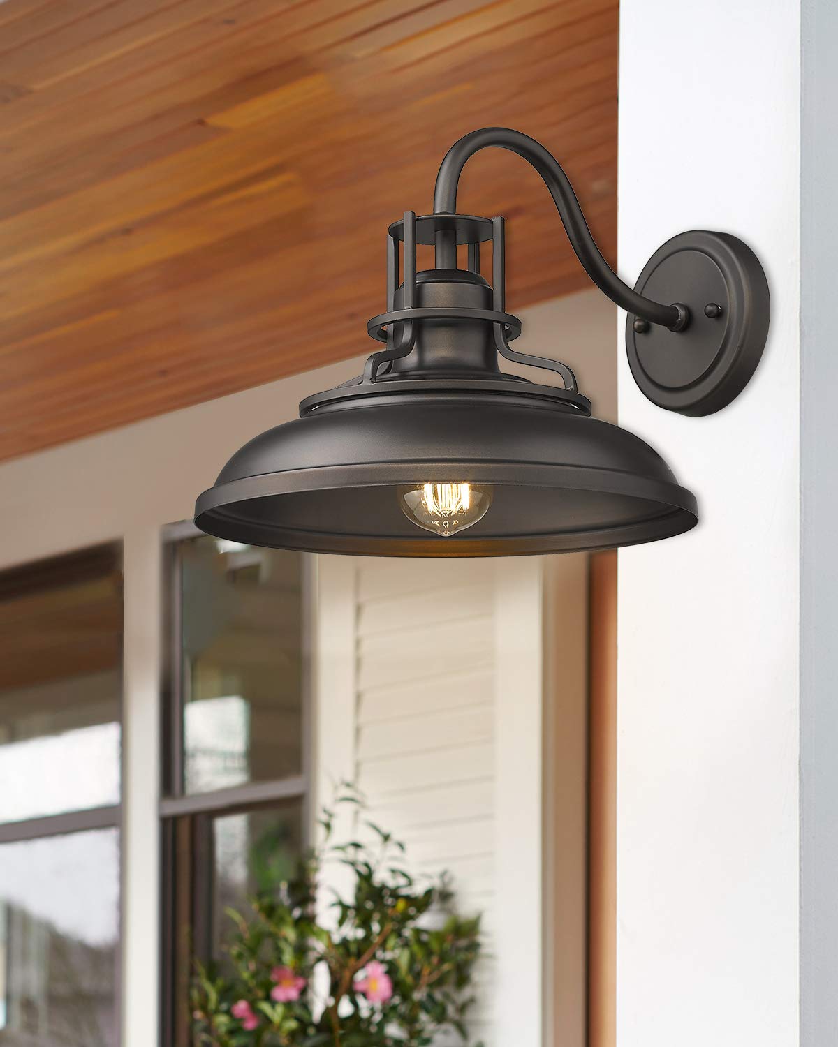 FEMILA Gooseneck Barn Light - Vintage Indoor Outdoor Wall Sconce, 12", Oil Rubbed Bronze Finish