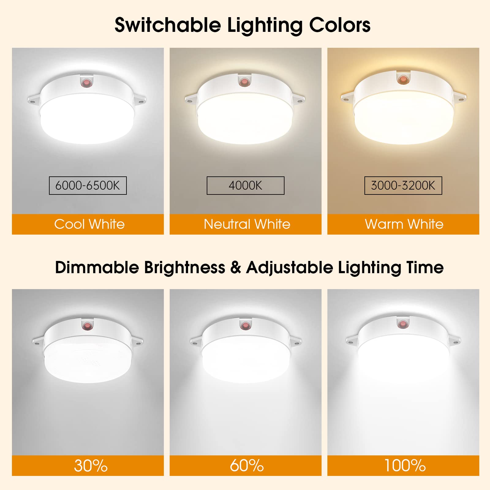Uponun Solar Ceiling Lights 2 Pack, Daytime Available 3200K/4000K/6000K Dimmable Solar Shed Lights With On Off Switch & Remote C