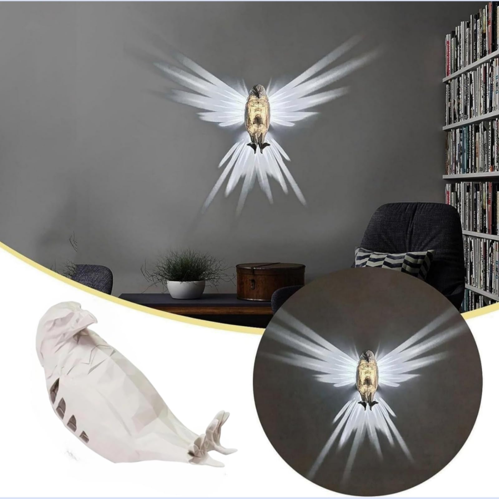 Isfiba 3D Animal Led Wall Lamp, Creative Resin Carving Lamp, Led Home Decoration Lamp, Atmosphere Rendering Lamp, For Study, Bedroom, Dining Room, Stairway, Hallway, Bar (White Bald Eagle)