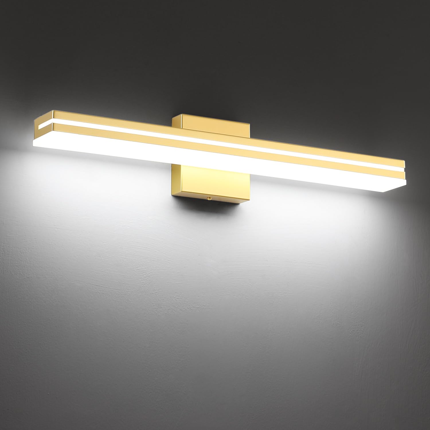 Sinerise 24-Inch Led Modern Bathroom Vanity Light Bar  Gold Modern Acrylic Bathroom Wall Lighting Fixtures Over Mirror (Cool White 6000K)