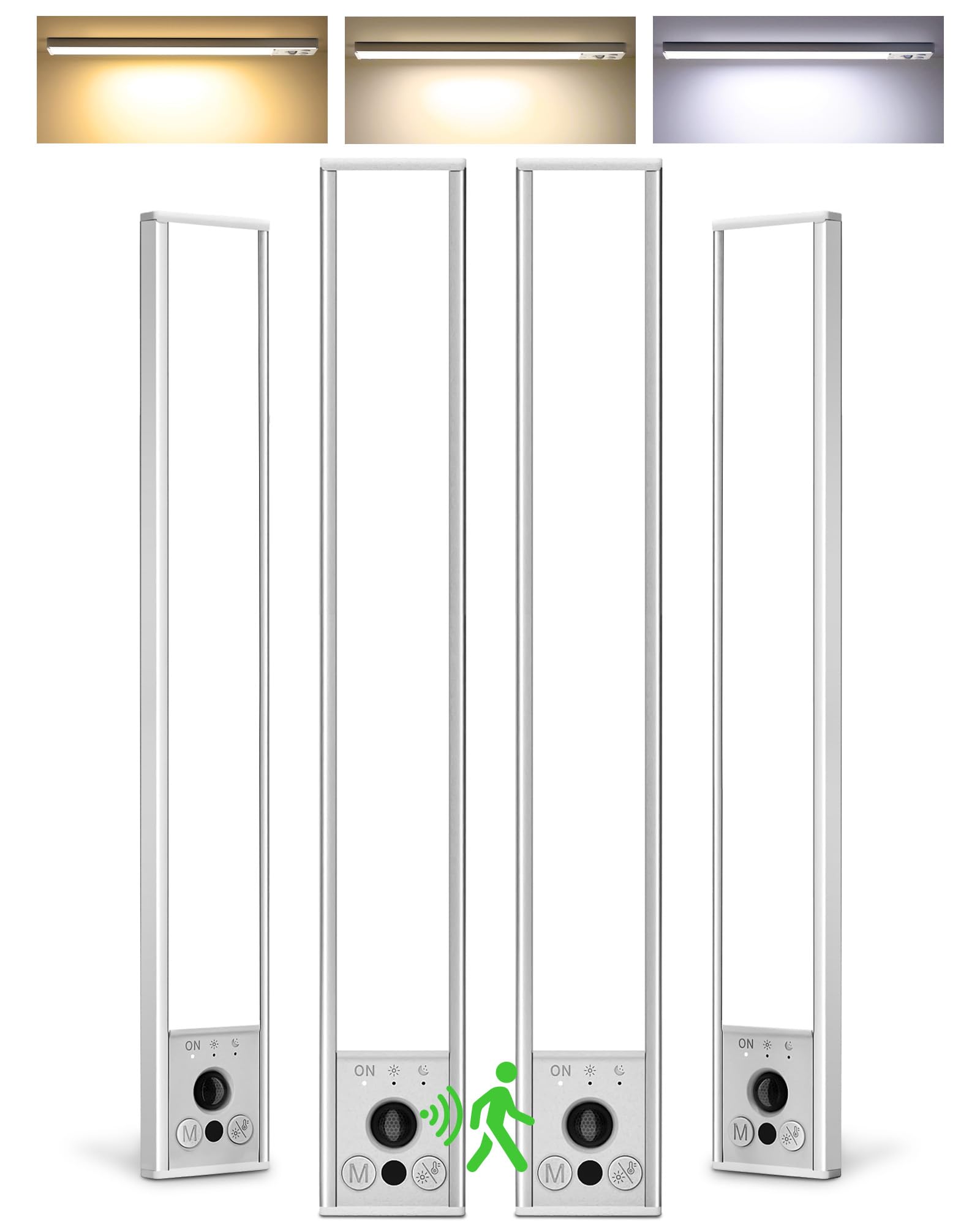 Ezvalo 4-Pack Under Cabinet Lighting  4000Mah Rechargeable Motion Sensor Light Indoor  With Dimmable & 3 Color Temps  Magnetic Closet Lights  Wireless Under Counter Lights For Kitchen (16.5Inch)