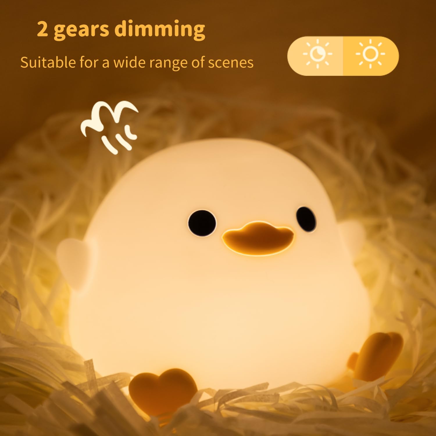 Bestfaith Cute Dodo Duck Night Light  Led Squishy Night Lamp  2 Gears Dimmable Nursery Nightlight For Kids  Rechargeable Touch Lamp  Dorm Decor  Kids Funny Gifts (Dodo Duck)
