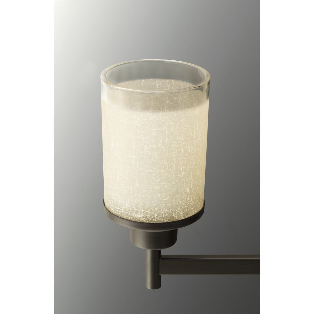Alexa Collection 3-Light Etched Umber Linen With Clear Edge Glass Modern Chandelier Light Antique Bronze