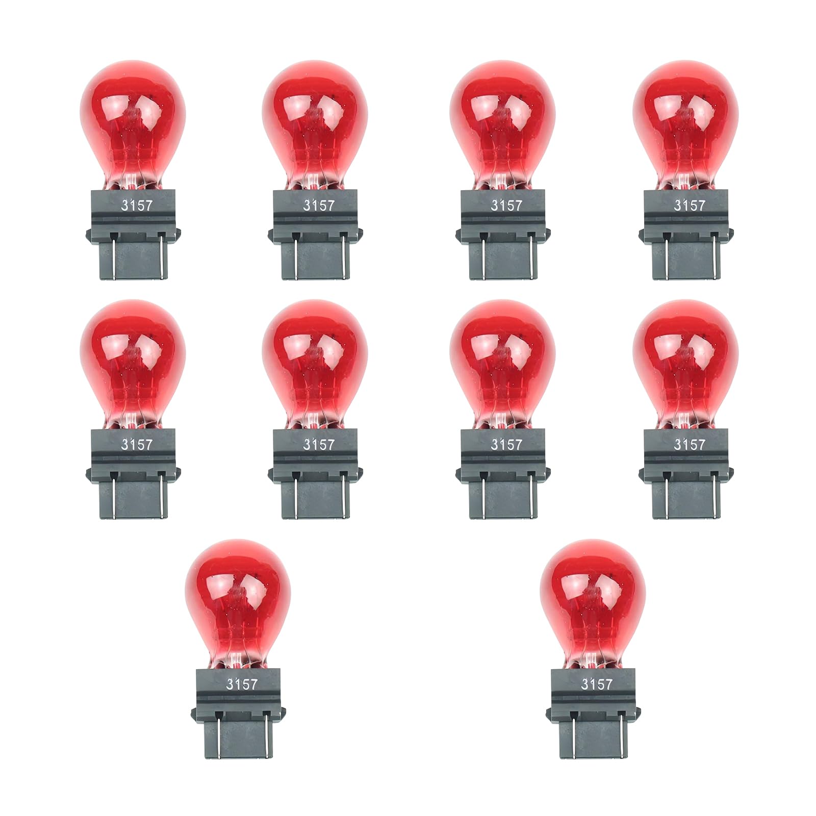 Tesnaao 10 Pack Car Instrument Light Bulb  3157 Brake Light Bulb  12 V 21/5 W Automobile Lighting Replacement Accessory  Universal For Most Cars  Trucks And Vans (Red)