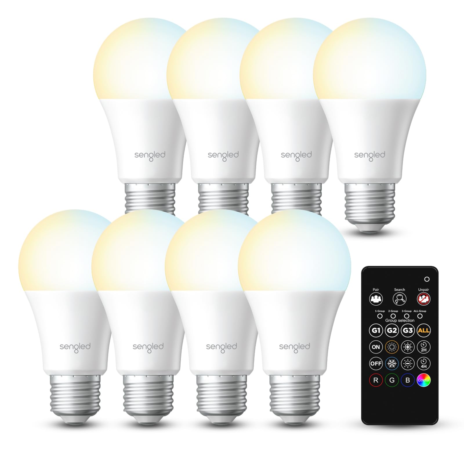 Sengled Dual Mode Smart Light Bulbs with Remote & App Control, LED Bulbs 2700K-6500K Dimmable, Remote Control Light Bulbs 60W Eq