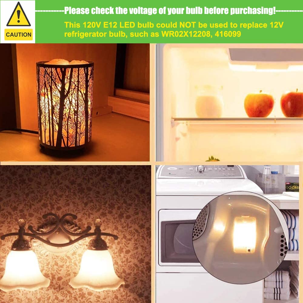 Makergroup E12 LED Light Bulbs, Warm White, 2W, 2700K-3000K, 6-Pack, Ideal for Night Lights, Salt Lamps, Candelabra