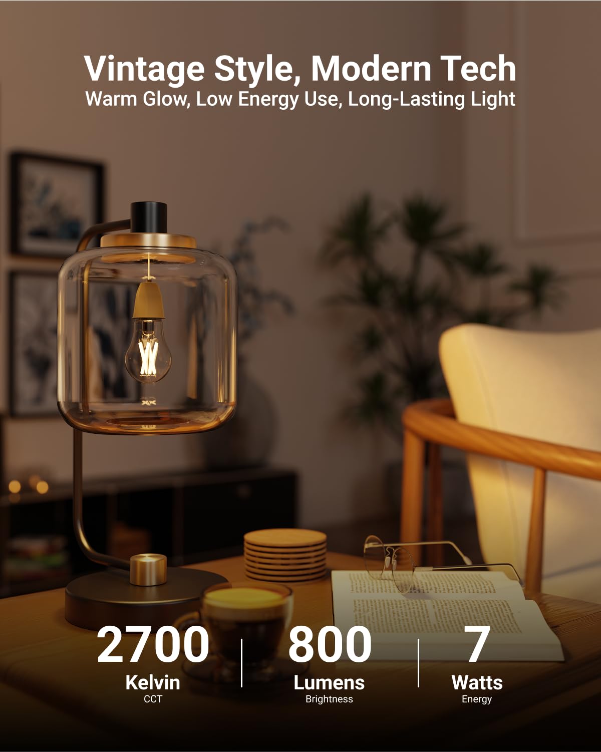 Sunco 12 Pack A15 Light Bulb Led, Edison Style Bulb, Dimmable Vintage Filament Lighting, 800 Lm, 7W (60W Equivalent), 2700K Soft