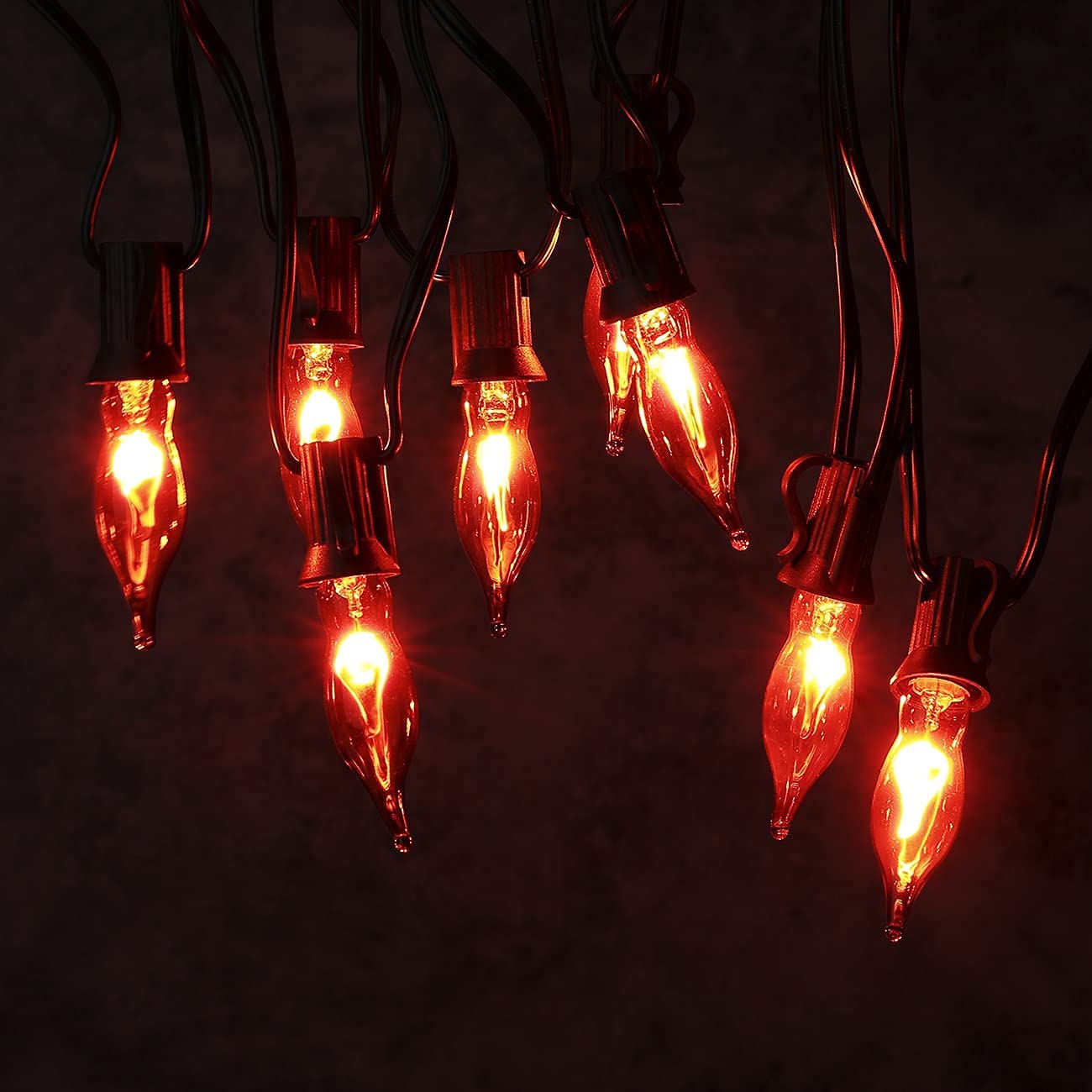 GOOTHY 12 Pack Flicker Flame Light Bulbs, Crystal Clear E12 Candelabra, 1 Watt, 120V for Indoor/Outdoor Use