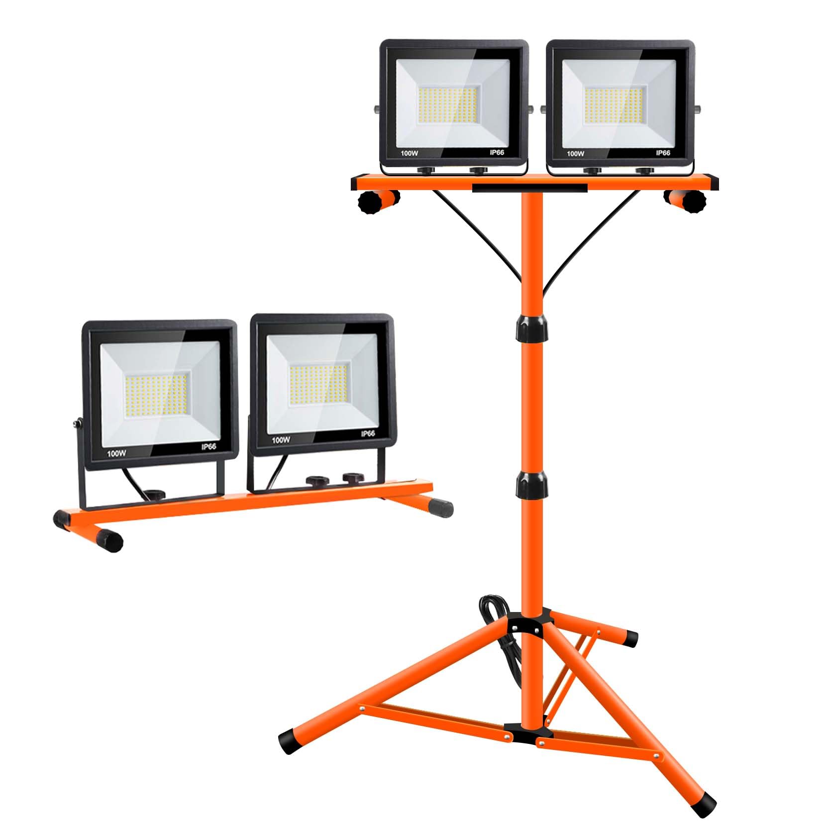 Scilulu 21000 Lumen Work Lights with Stand, 3 Adjustable Head LED Work Light, with Adjustable and Foldable Tripod Stand, Waterpr
