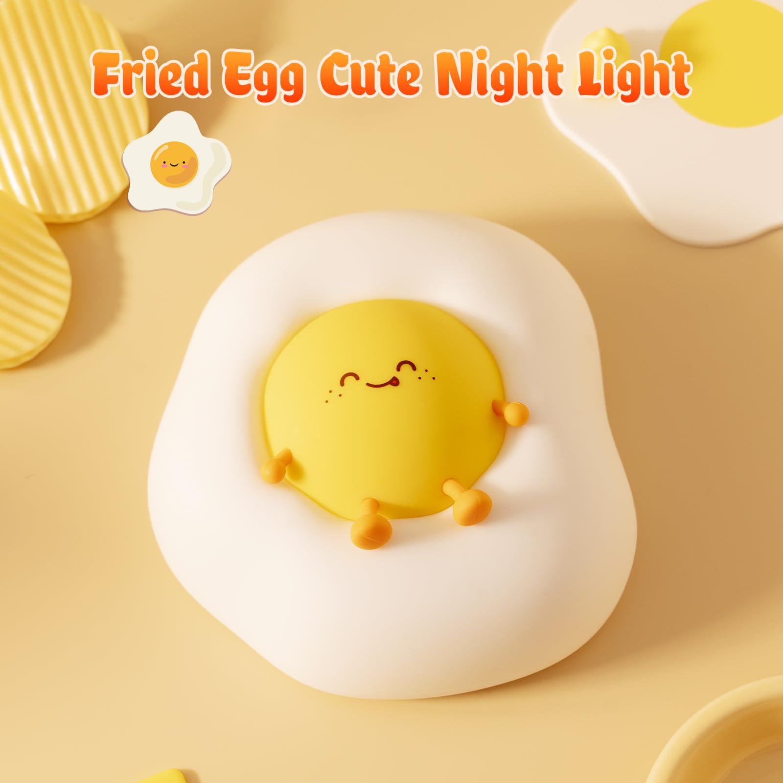KinYiLO Fried Egg Night Light for Toddler, Kids, Baby, Nursery Warm Ambient Lamp for Snoothing, Sleeping Companion, Auto Off 30M