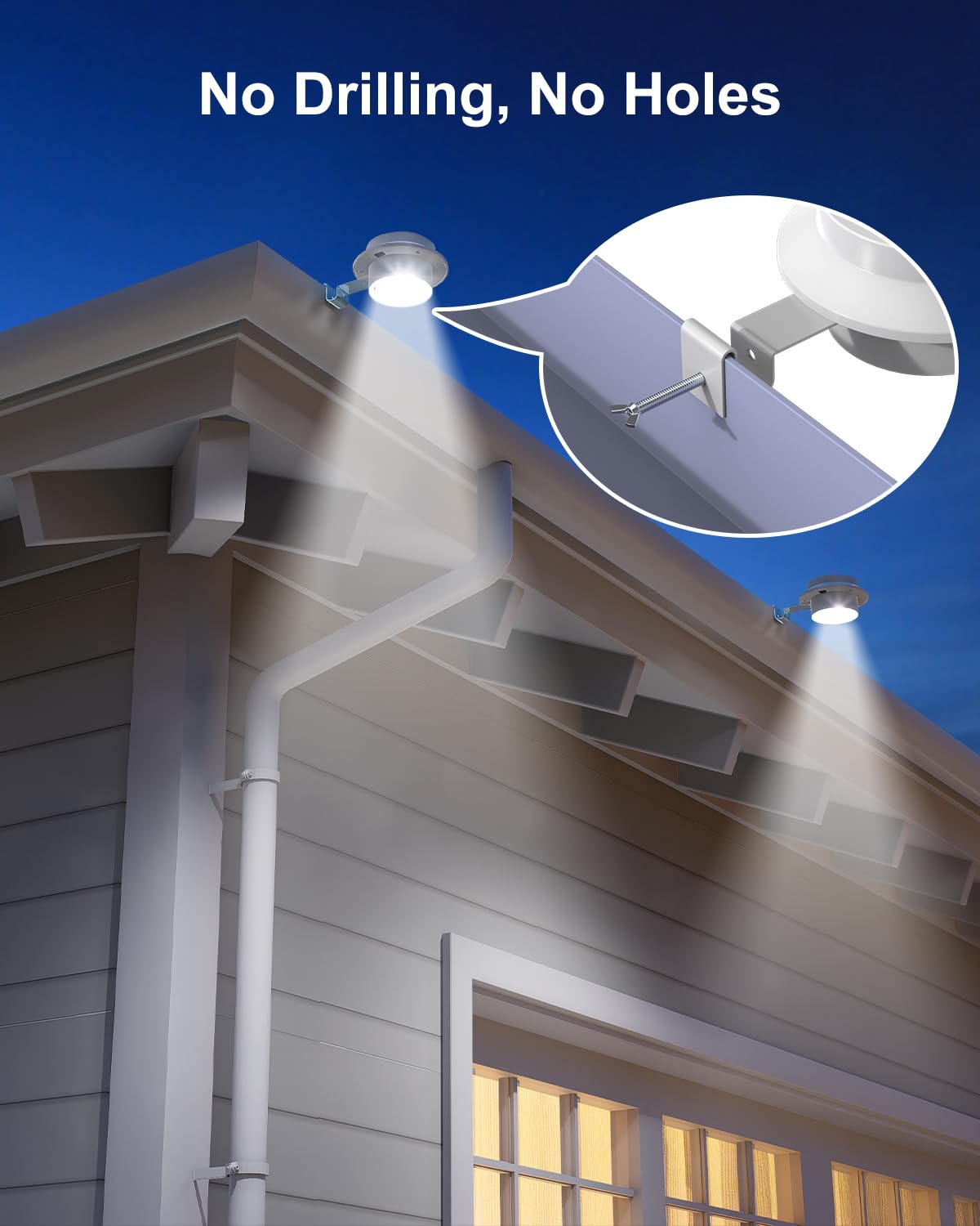 8 Pack White Solar Powered Gutter Lights Outdoor Decorative Waterproof Led Fence Lamp For Lighting Railing, Outside Wall, Deck,