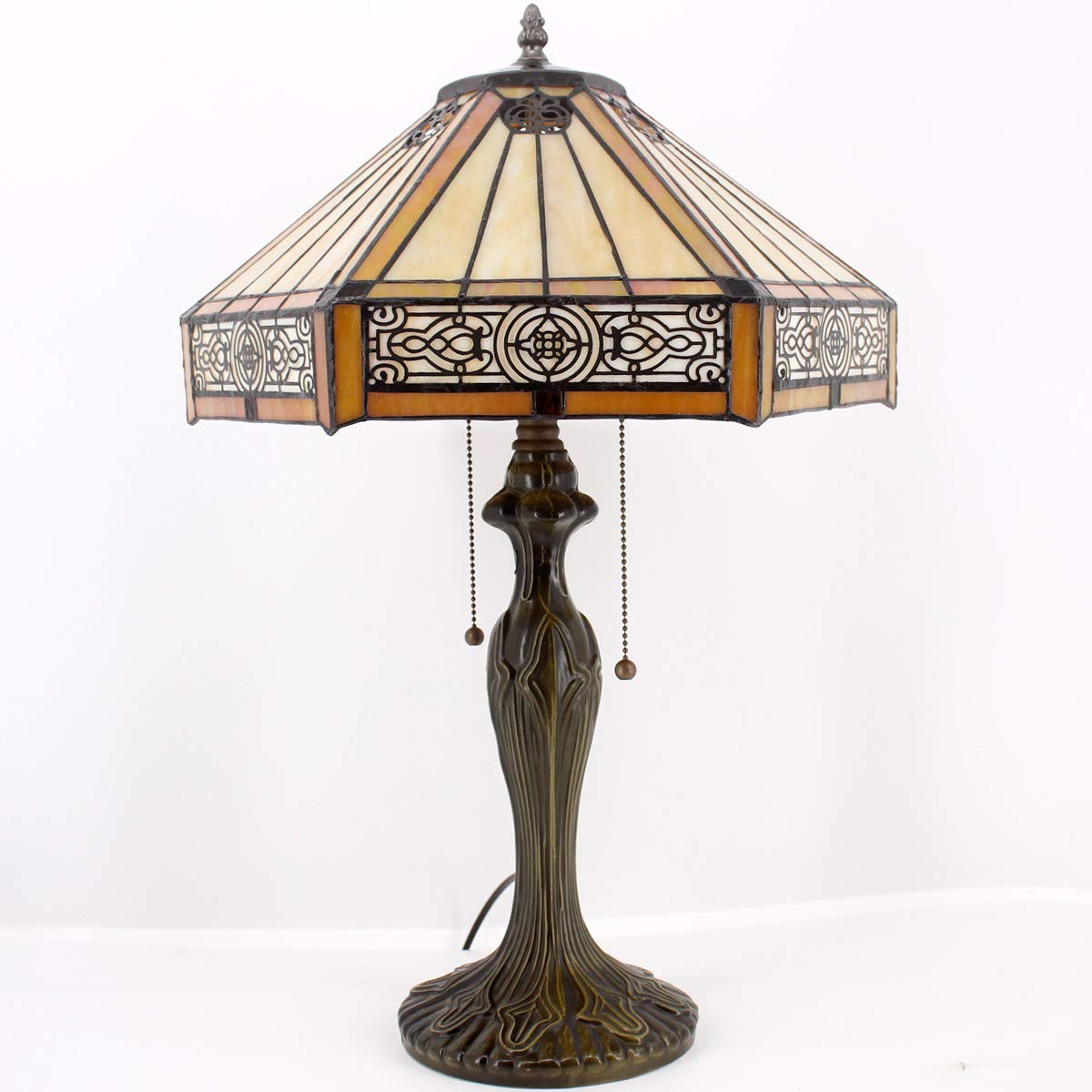 WERFACTORY Tiffany Table Lamp Base Replacement, 24" Height, Dark Bronze, Fits 12-18" Shades, Zinc Metal, Pull Chain Switch