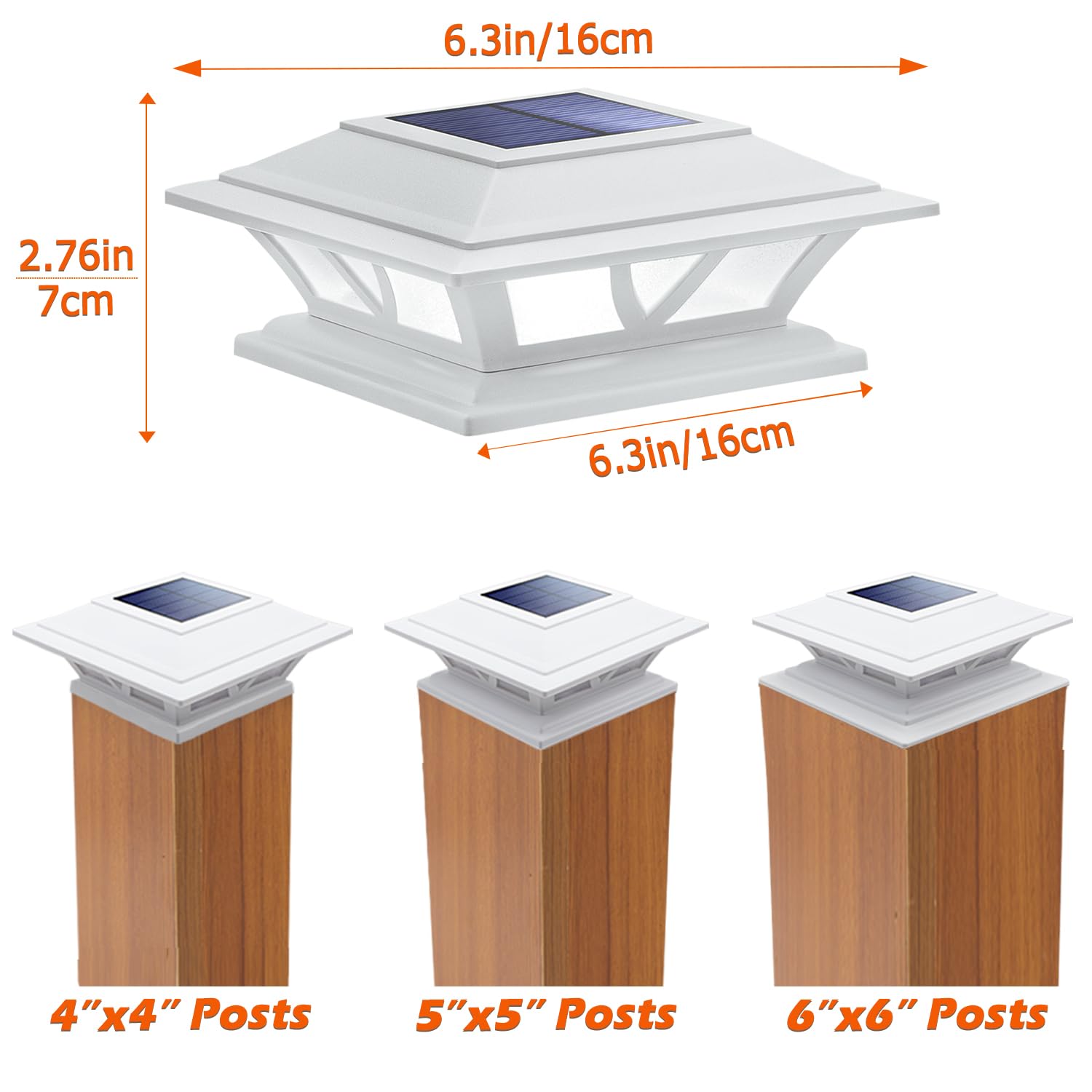 SIEDiNLAR Solar Post Lights - 10 Pack LED Fence Cap Light, Warm White/Cool White for 4x4/5x5/6x6 Posts, Durable ABS Material