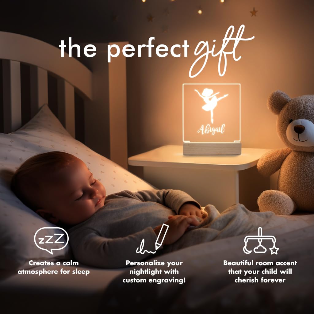 Personalized Night Light For Kids Girls Boys Customized Gifts For Baby Nursery Decor Ballerina