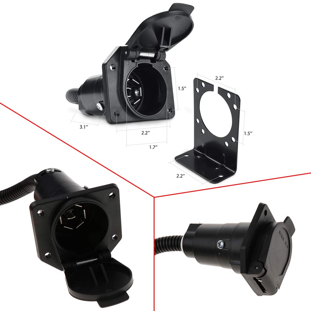 4 Wire Flat To 7 Way Rv Trailer Light Plug Wire Harness Converter Adapter For Car Truck Trailer Hitch With Connector Socket Moun