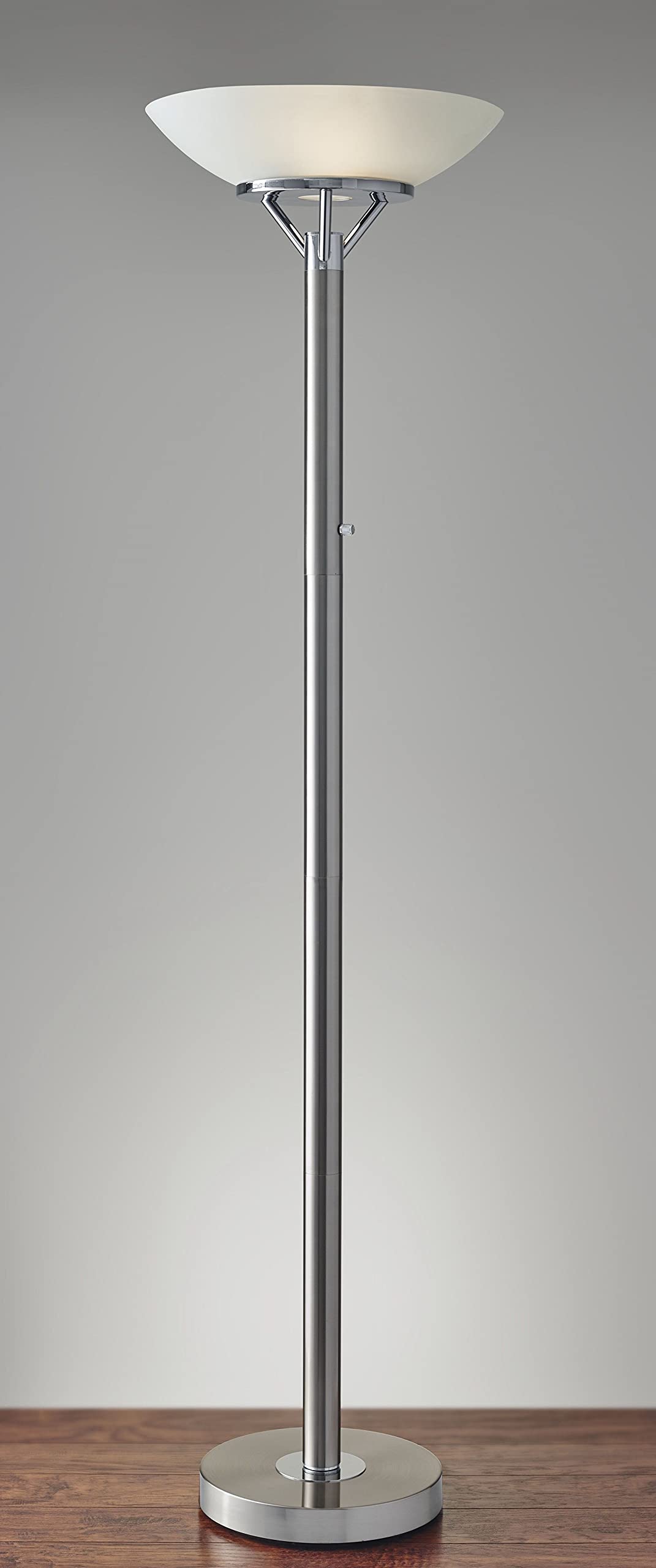 HomeRoots Lighting 18 X 18 X 71.5 Brushed Steel Metal 300W Torchiere