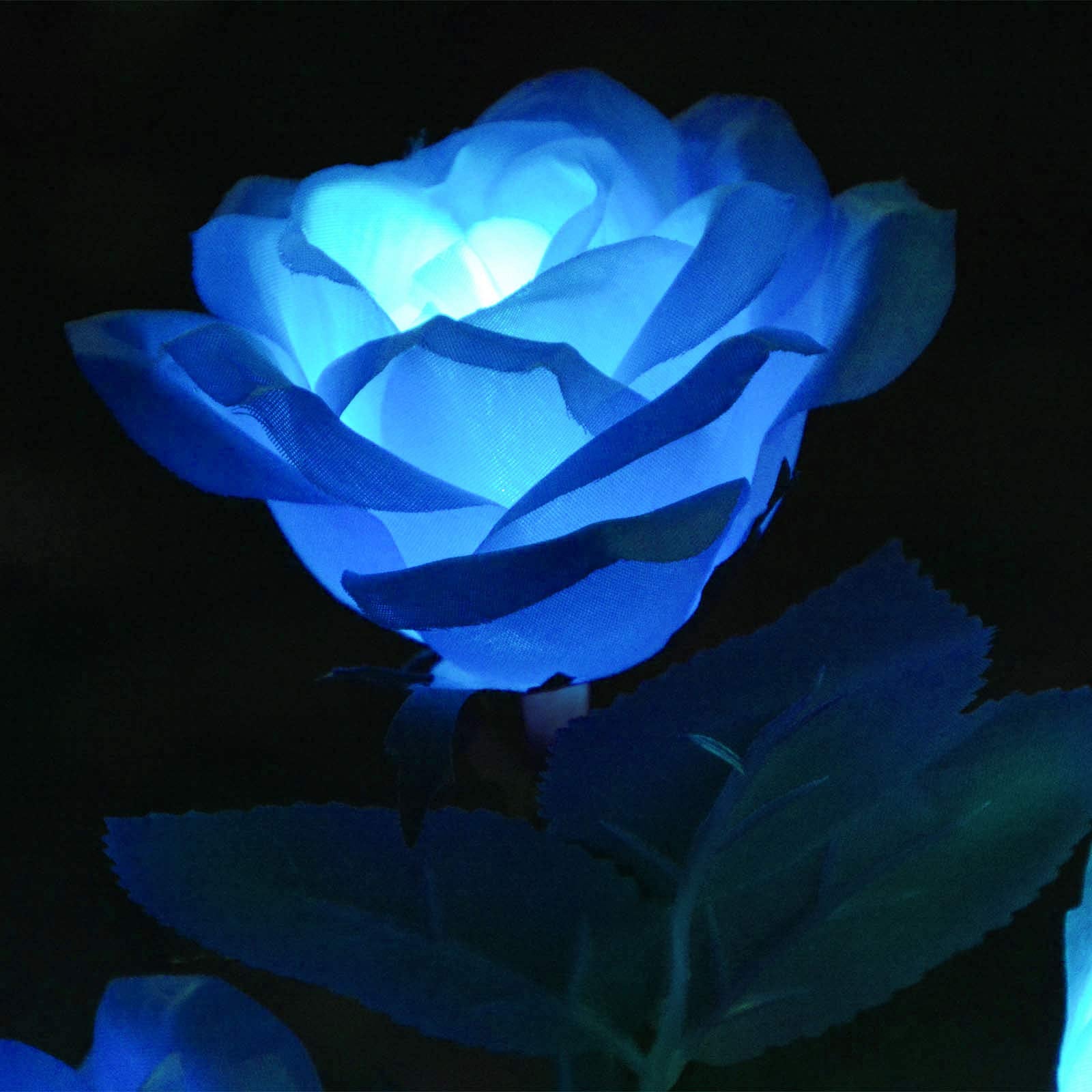 Homeleo Solar Powered Decorative Rose Garden Stake Lights - Waterproof, Realistic Artificial Flowers, Blue For Outdoor Decor
