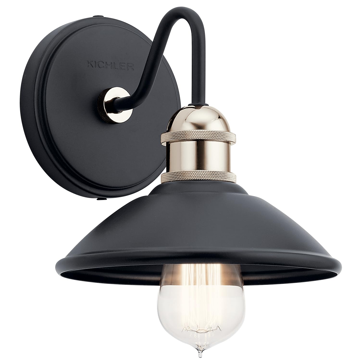 Kichler Clyde 1 Light Bathroom Vanity In A Deep Black Finish, For Bathrooms, (7.25'' H X 7.5'' W X 8.25'' Ext.), 45943Bk