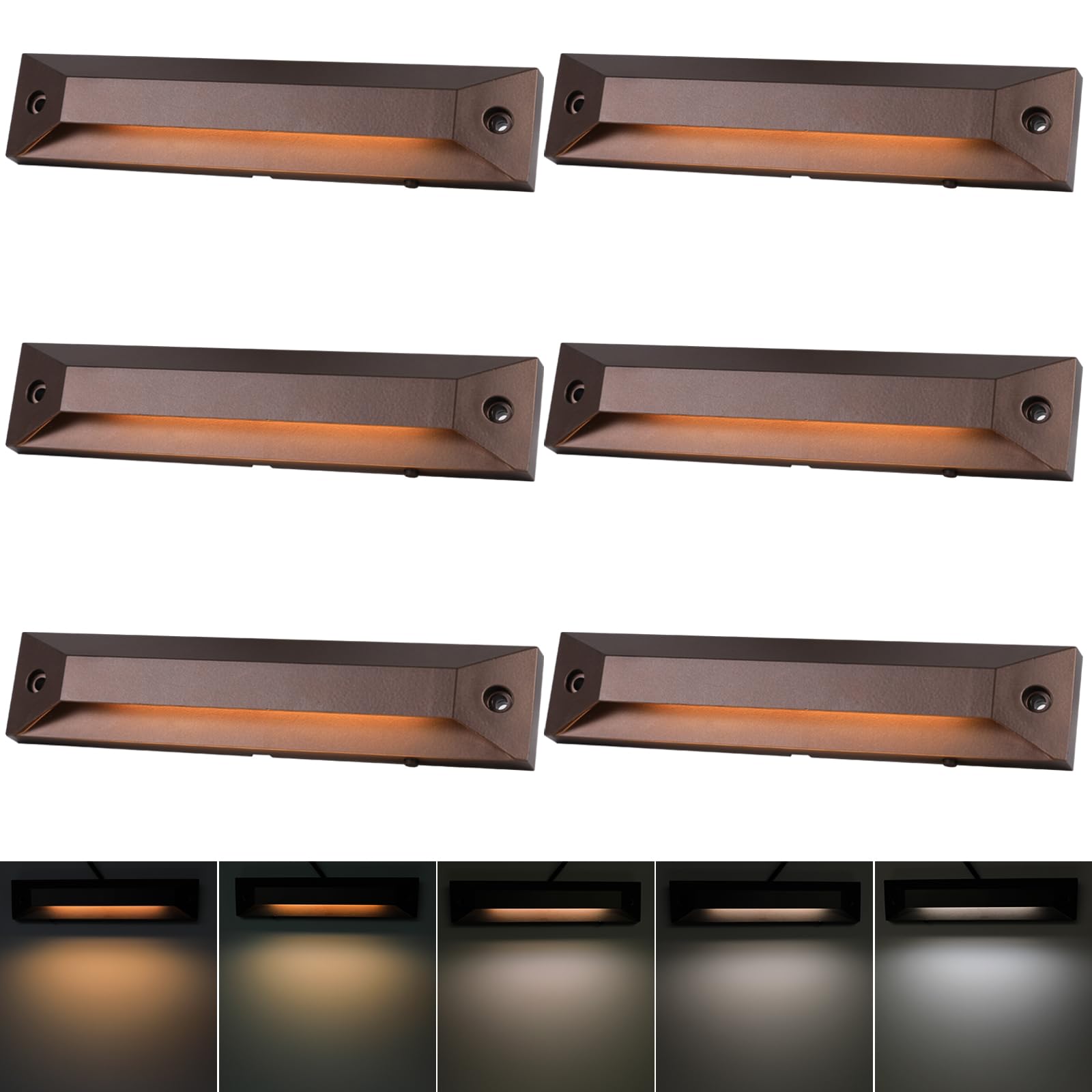Energetic 5CCT LED Outdoor Step Lights, Low Voltage Deck Lights for Landscape, Yard, Driveway, Garden, Porch, Stairway, 8 inch, 