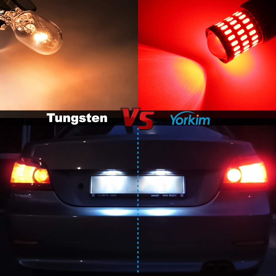 Yorkim 3157 LED Bulbs, Red Ultra Bright Brake and Backup Lights, Pack of 4, 3156/3157 Size