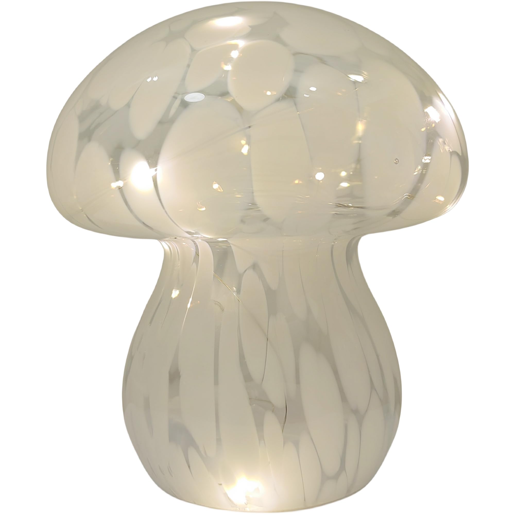 JBGIYOSG Mushroom Table Lamps Night Lights Cute Glass Nightstand Bedside Desk Lamps for Bedroom Living Study(Bulb Included) - Wh