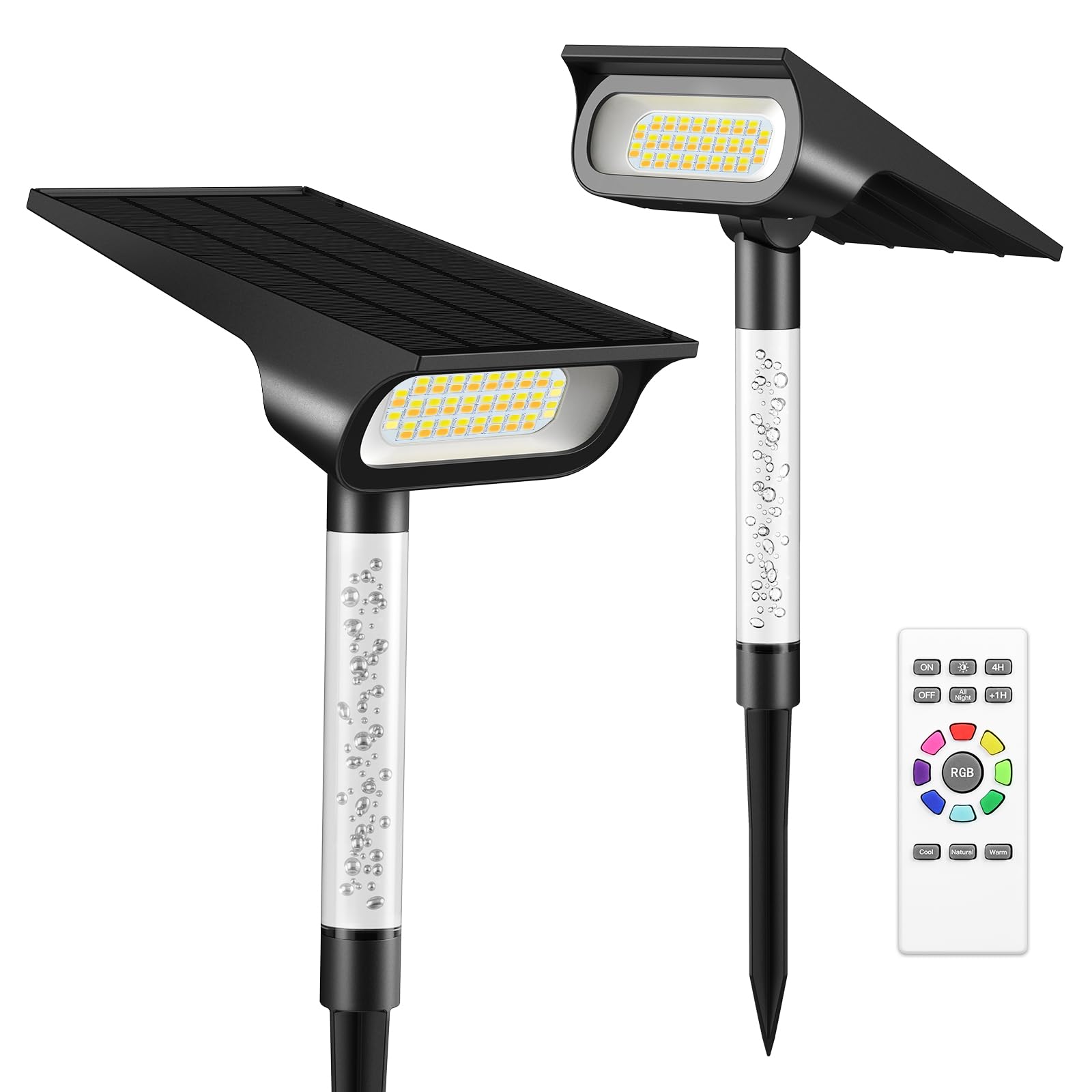 intelamp Solar Pathway Lights, Solar Outdoor Lights 7 Colors Changing Waterproof Stainless Steel Yard Light Landscape Path Light