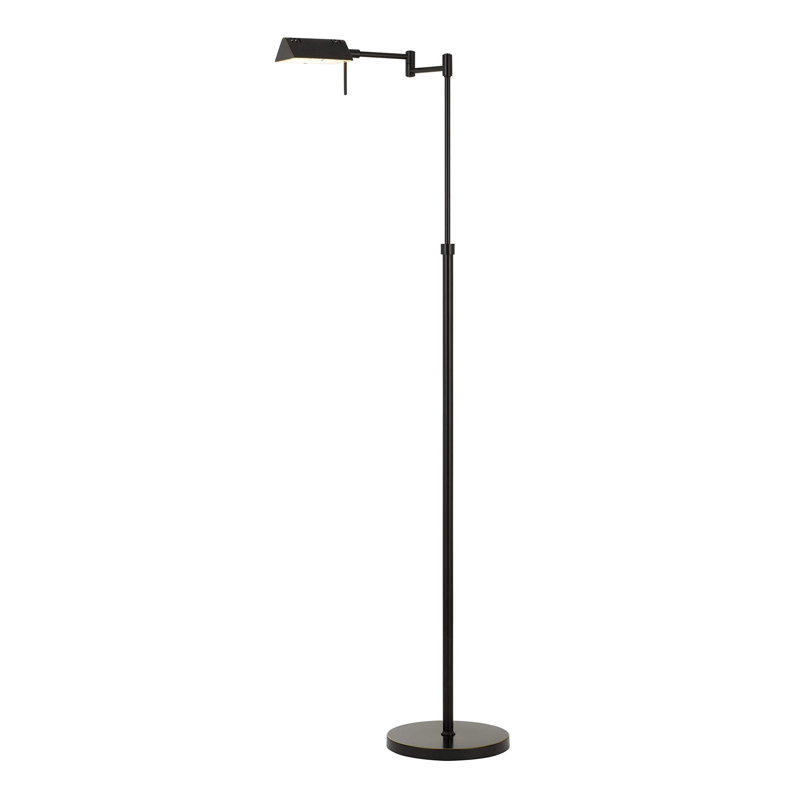 Benzara 10W LED Adjustable Metal Floor Lamp, Swing Arm, Black, Model BM224743