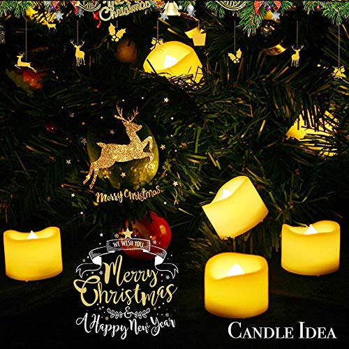 Candle Idea 24 Pcs Led Flameless Flickering Plastic Tealight Votive Candle Bulk Battery Operated/Electric Flicker Small Tea Lights Bright Fake Candles For Halloween Christmas Lantern Decorations