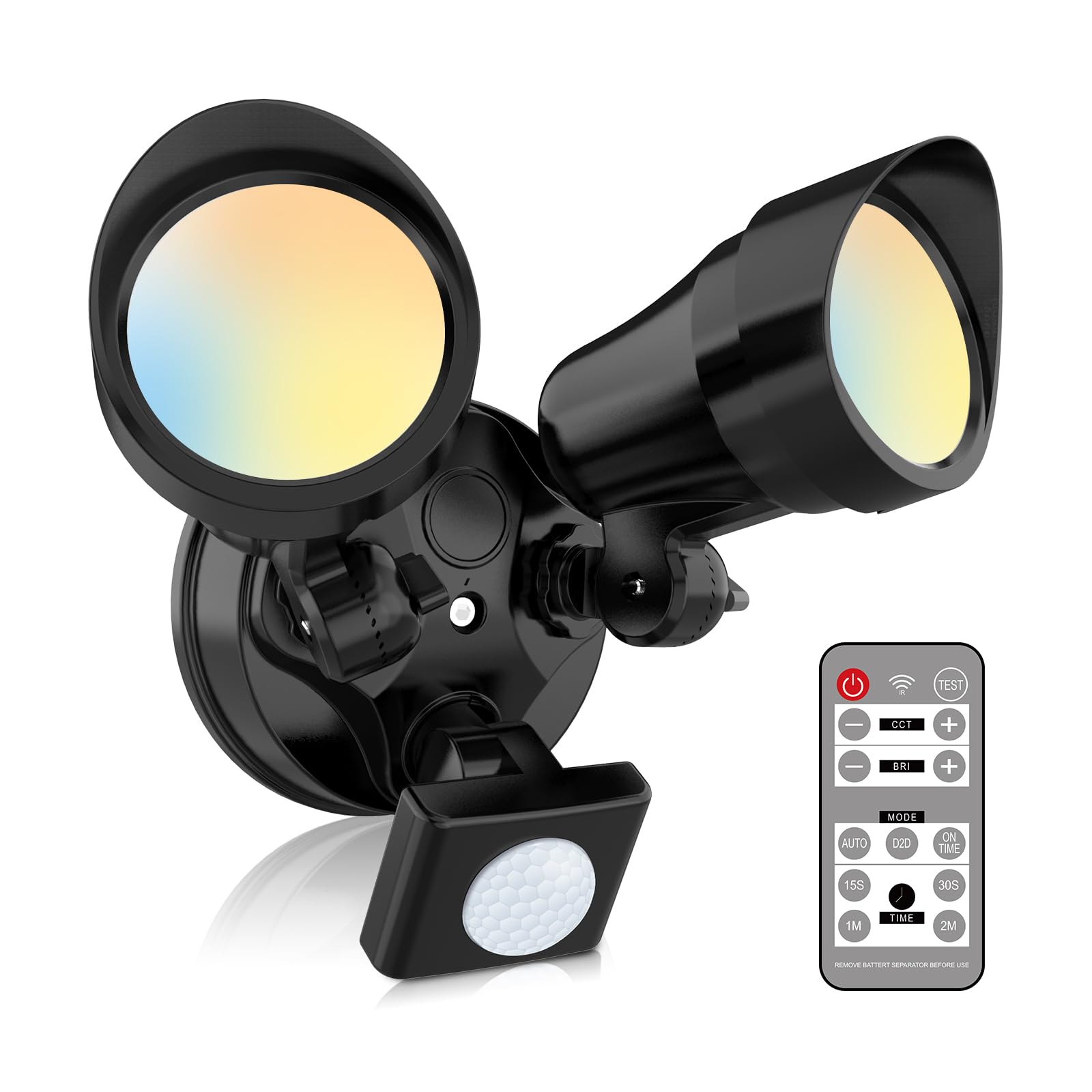 Led Security Lights Motion Sensor, 24W 2000Lm Flood Lights Outdoor Motion Sensor With Remote, Dimmable Brightness 3000K-6500K Cct Ip65 Outdoor Security Light For House Garage Yard Walkway 1 Pack Black