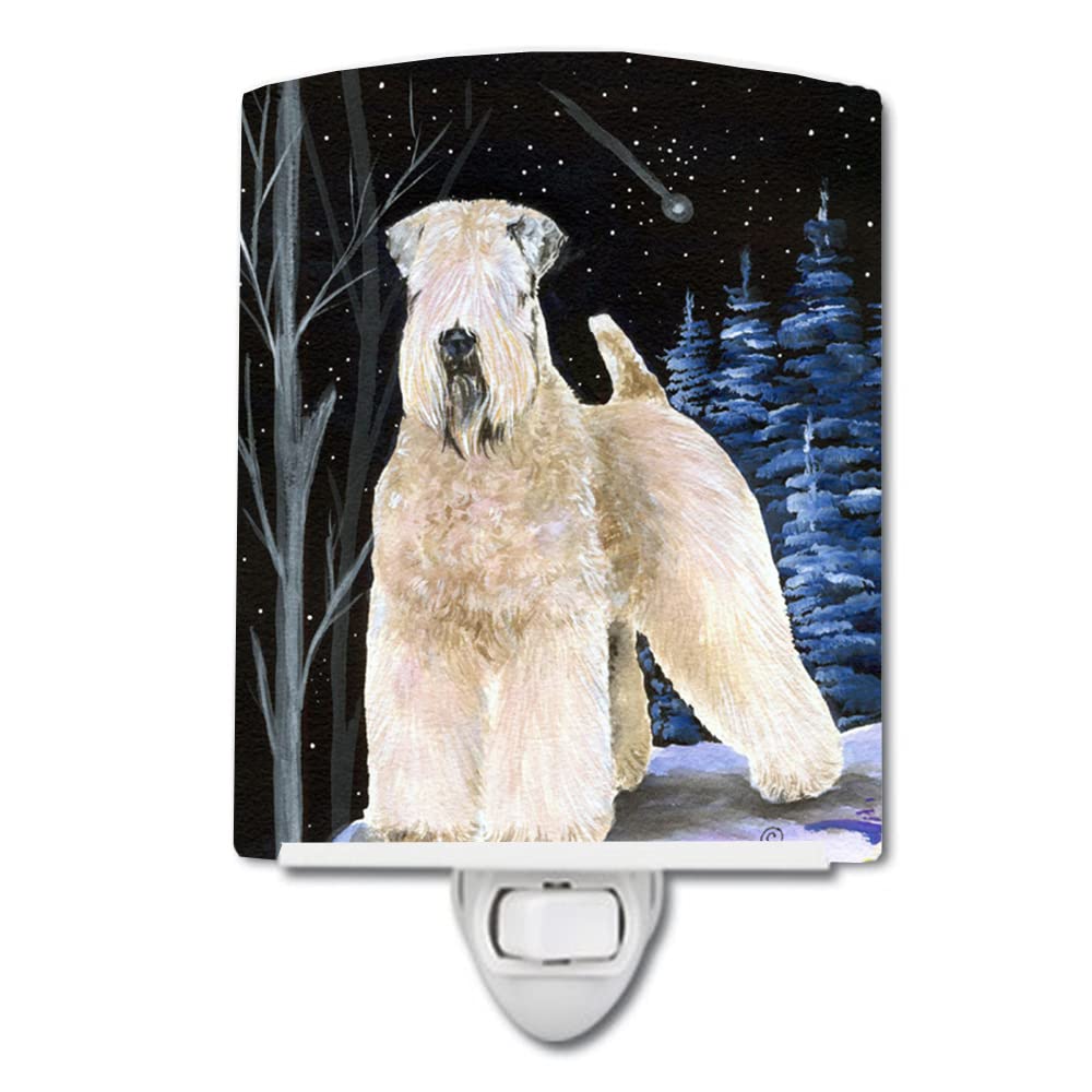 Carolines Treasures Night Light, Soft Coated Wheaten Terrier, Ceramic, UL-Certified, 6x4x3in, Multicolor, Model SS8364CNL
