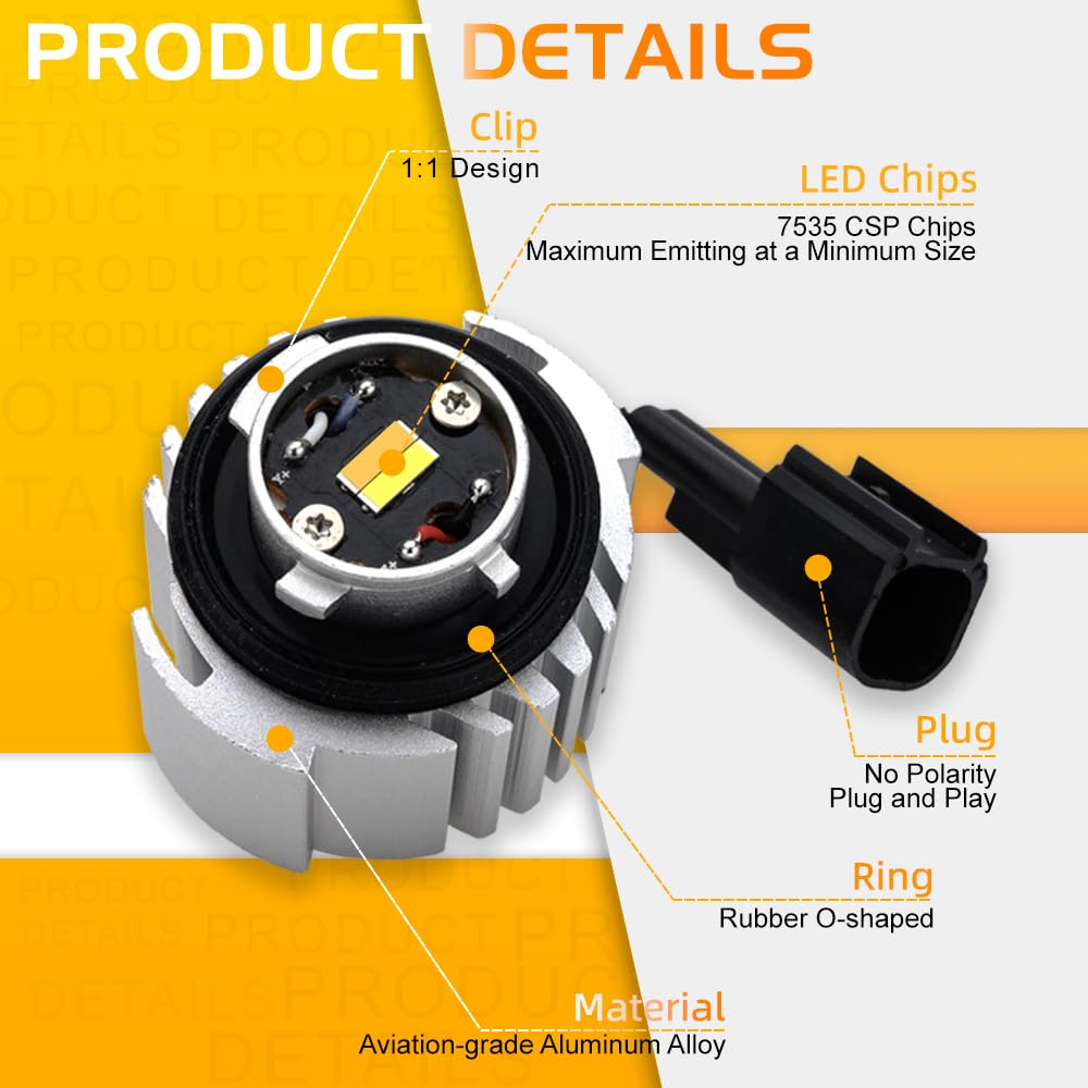 nsautolighting L1B LED Fog Light Bulbs - Dual Color 6000K White/3000K Amber for 2020+ Honda Civic/Accord/CR-V/Ridg