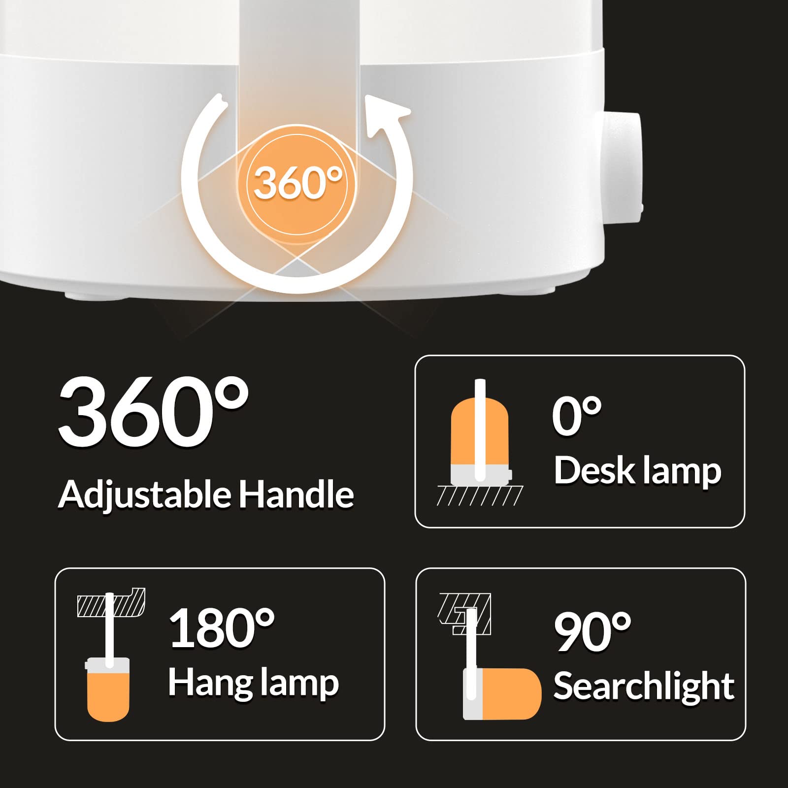 KLEAH Portable Cordless Lantern Table Lamp, 360° Handle, Stepless Dimmer, 50hrs Rechargeable, White, Model KN-L6230LA