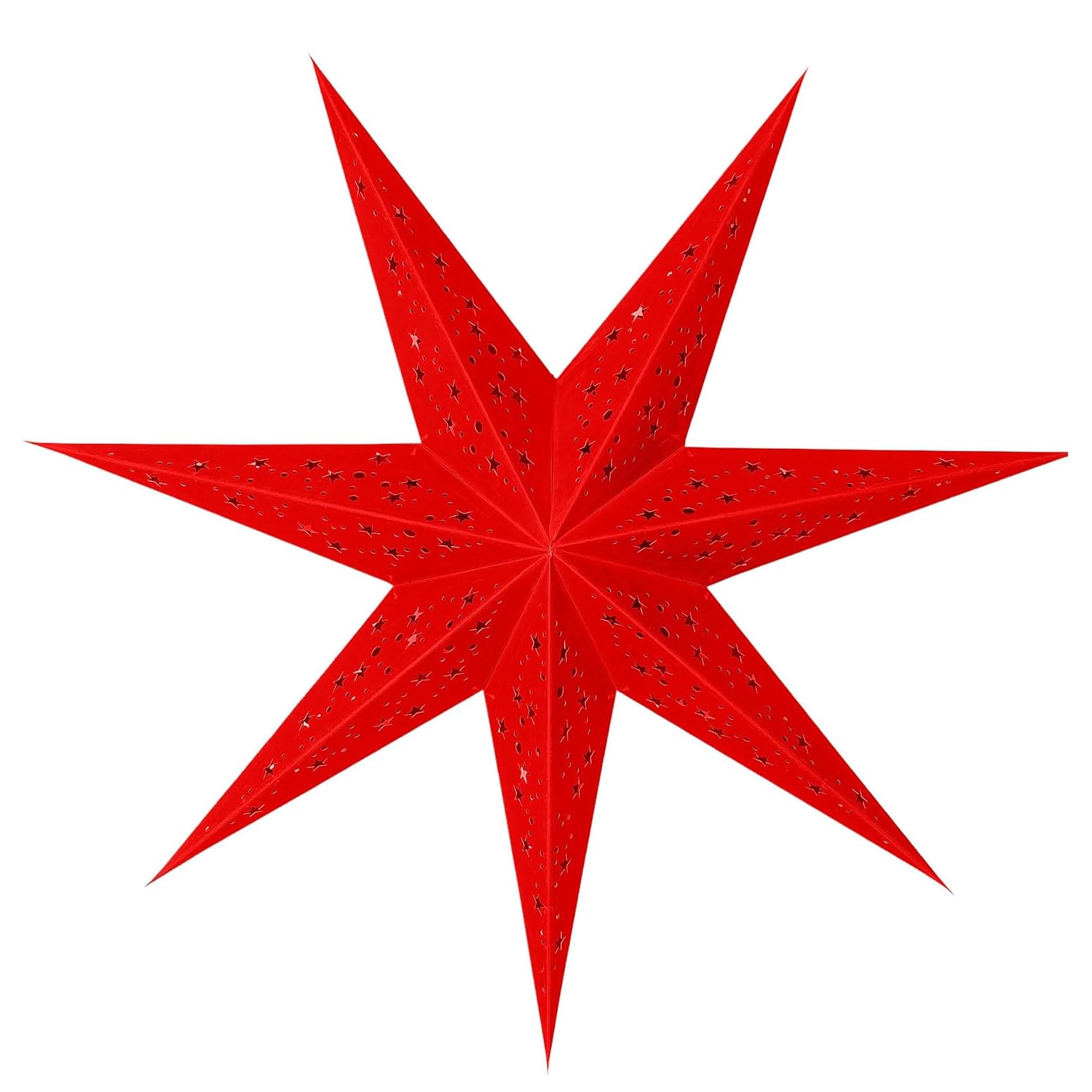 GalaxyArts 24-Inch Red Paper Star Lantern - 3D 7-Point Hanging Decoration - Medium Naxtra Red - Handcrafted for Indoor & Outdoor Use